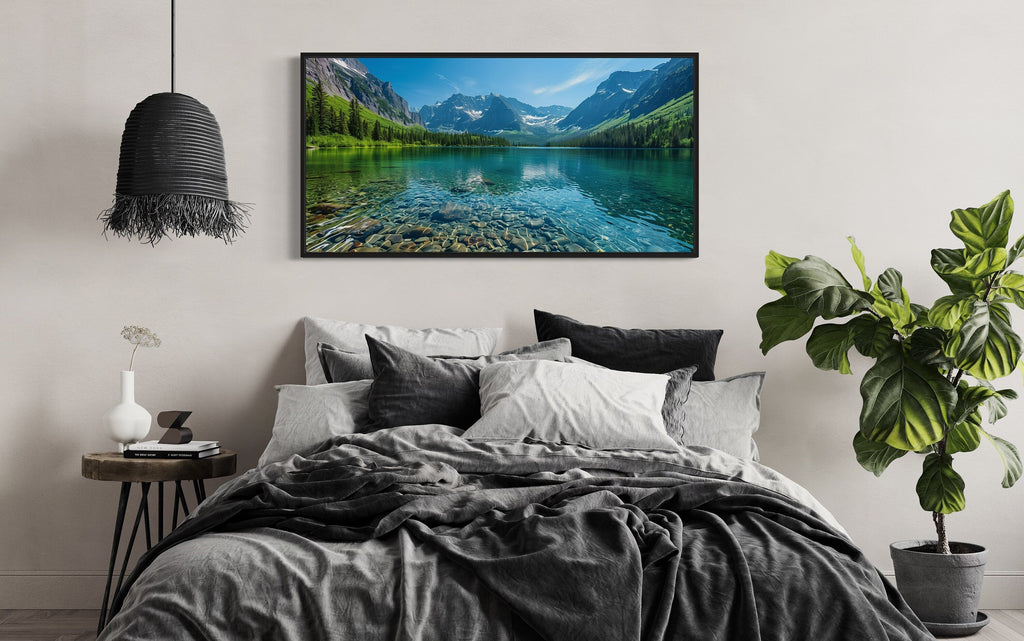 Glacier National Park Wall Art – Montana Landscape Framed Canvas for Rustic Home Decor
