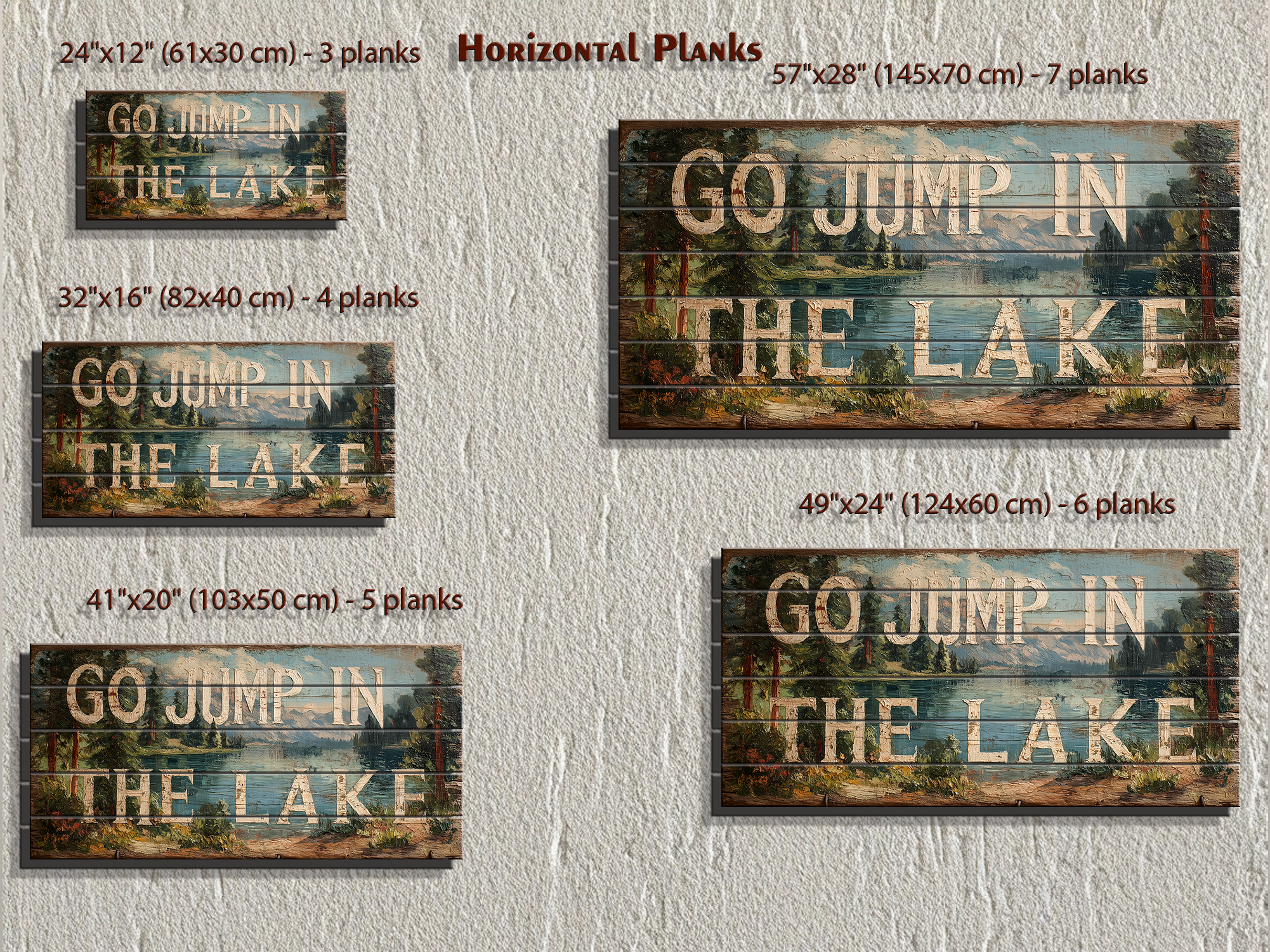 Go Jump In The Lake Distressed Wood Sign Wall Art