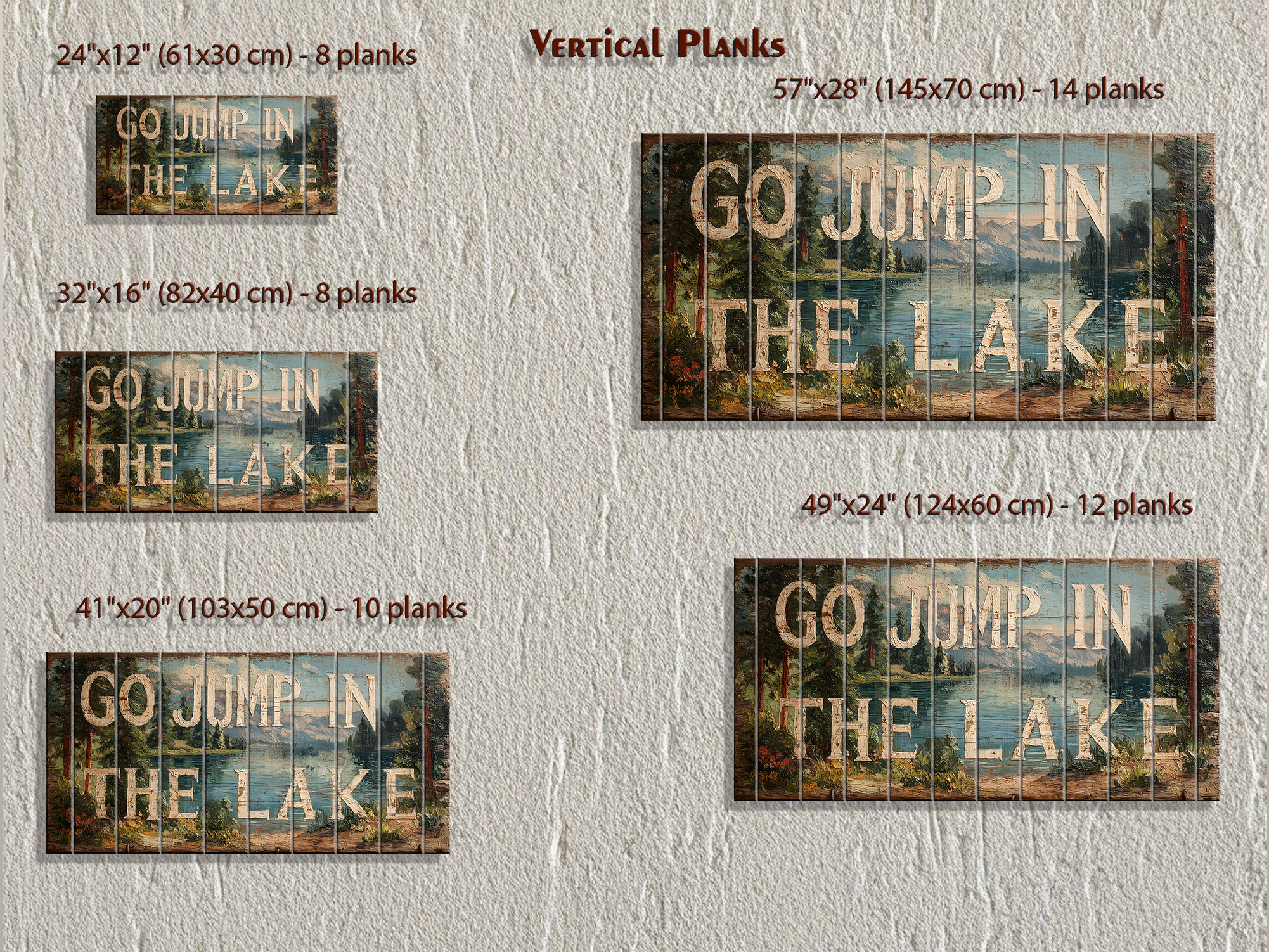 Go Jump In The Lake Distressed Wood Sign Wall Art