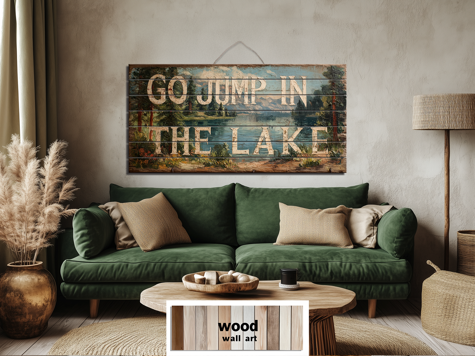 Go Jump In The Lake Distressed Wood Sign Wall Art