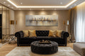 Gold And Silver Abstract Chicago Skyline Horizontal Living Room Wall Art