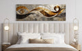 Gold Silver Abstract Swirl Long Horizontal Wall Art