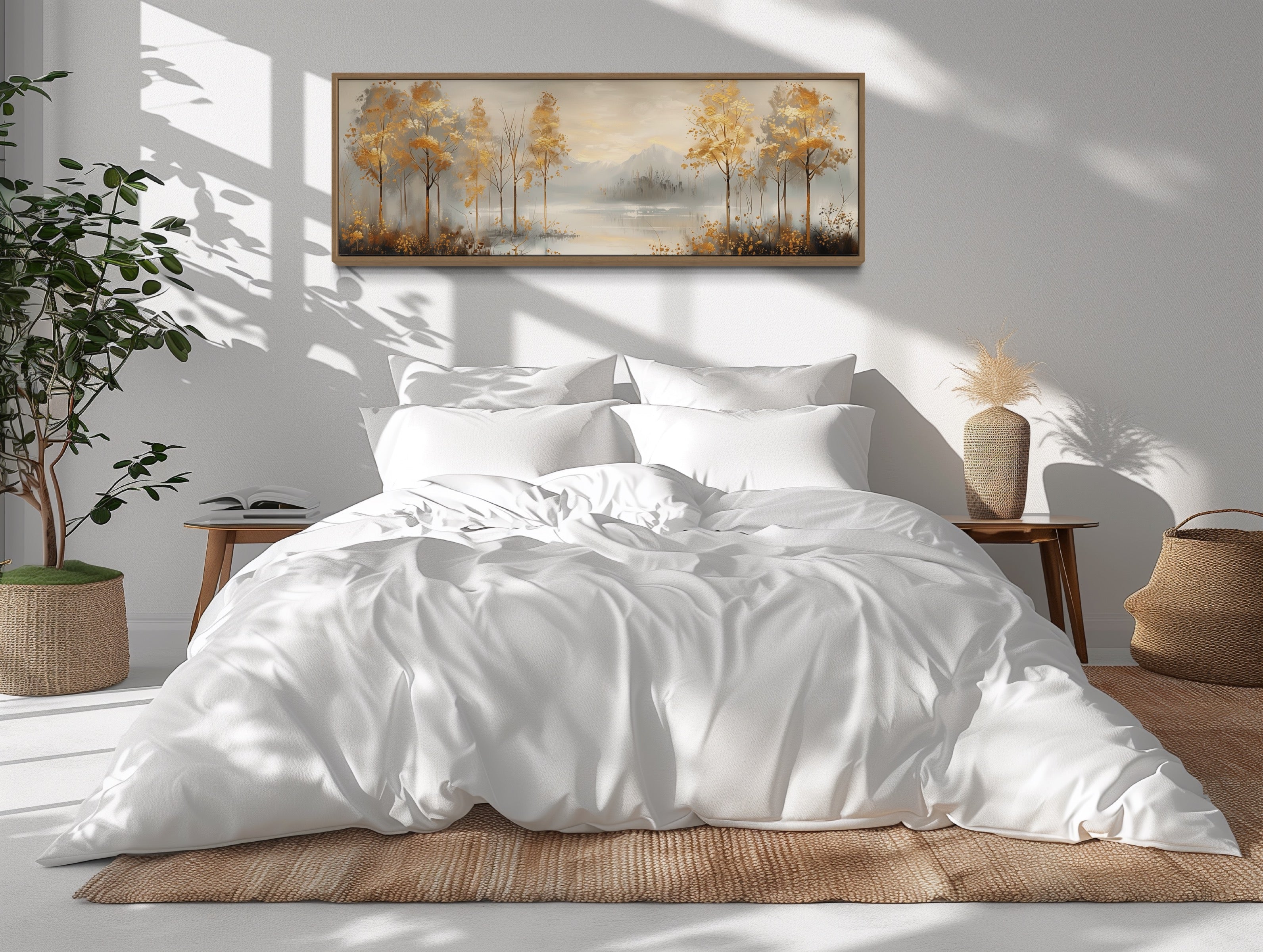 Golden Autumn Forest Panoramic Canvas Wall Art