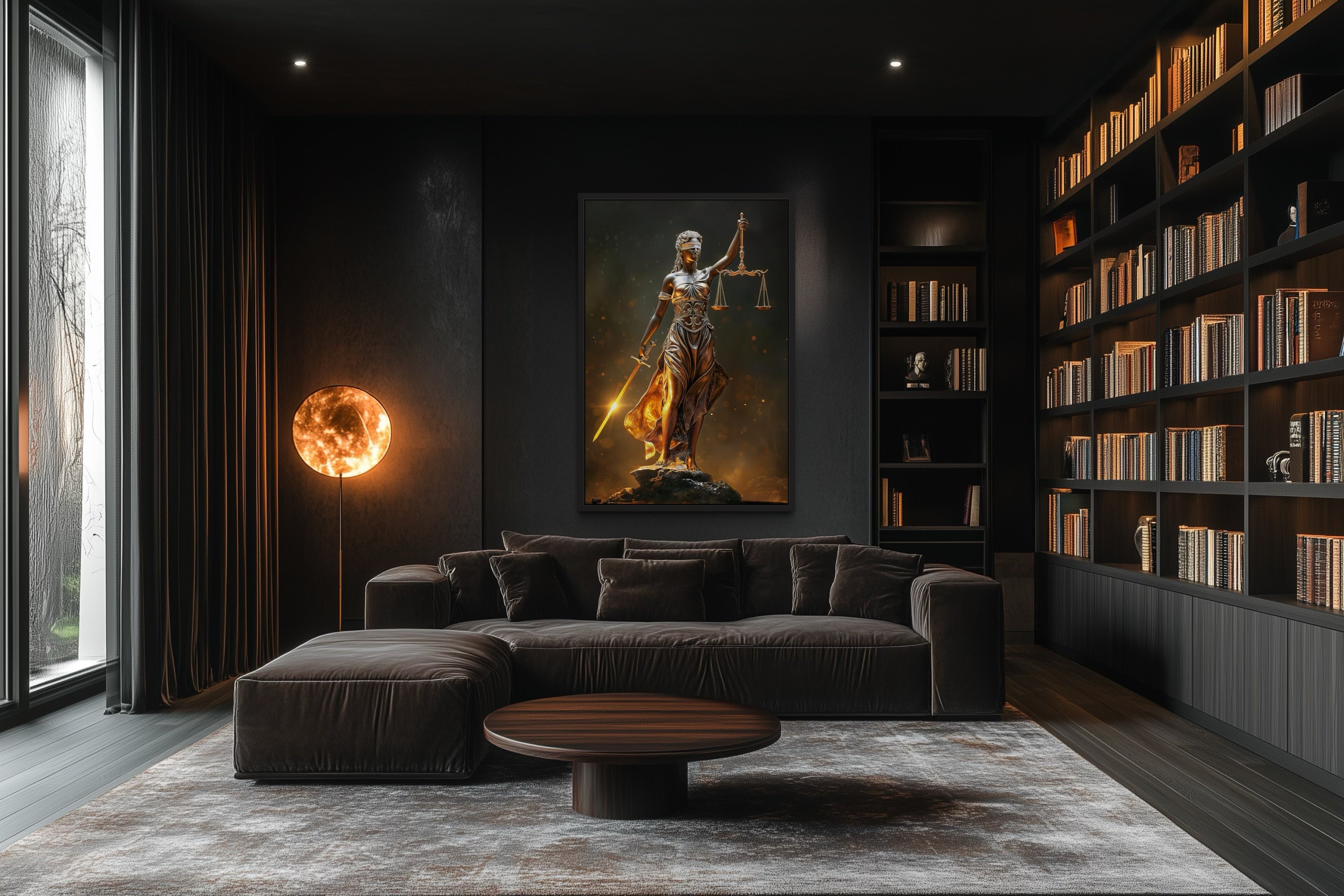 Golden Lady Justice Law Office Framed Canvas Wall Art