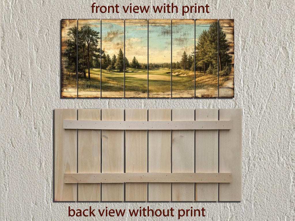 Golf Course Distressed Wood Wall Art For Man Cave Decor