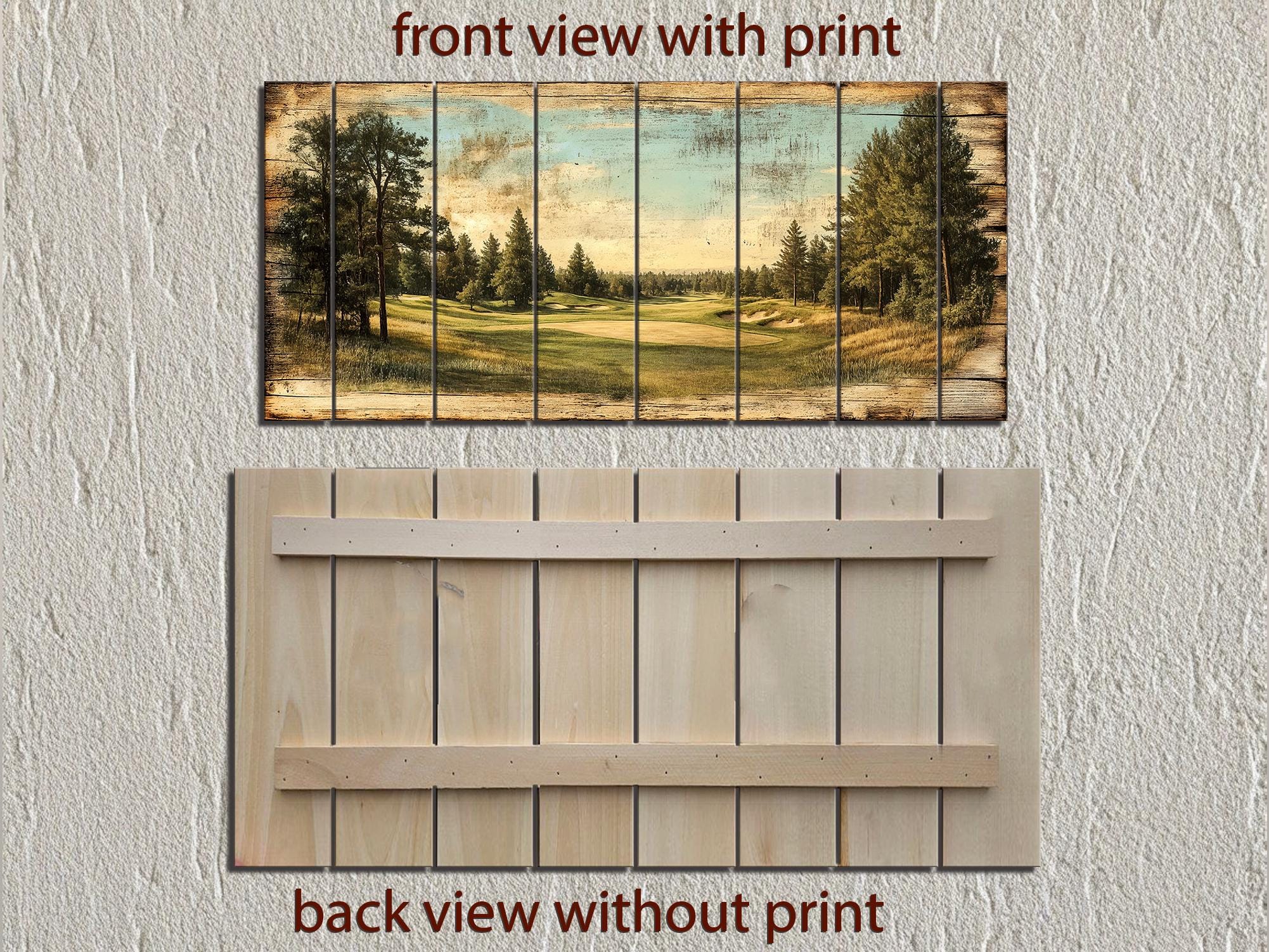 Golf Course Distressed Wood Wall Art For Man Cave Decor