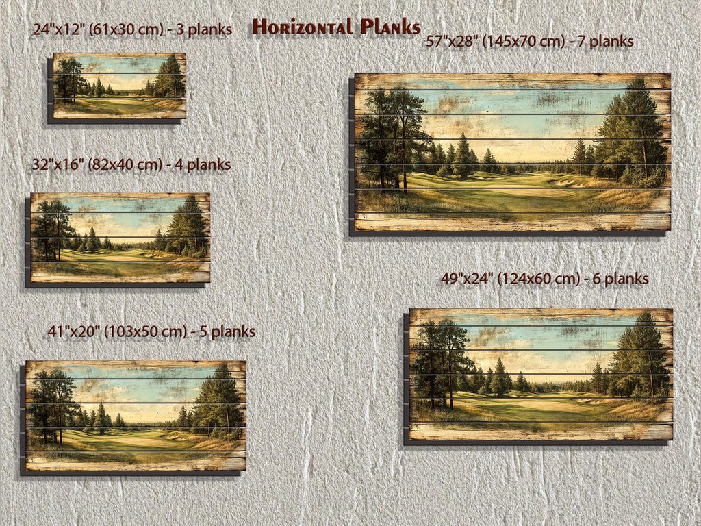 Golf Course Distressed Wood Wall Art For Man Cave Decor