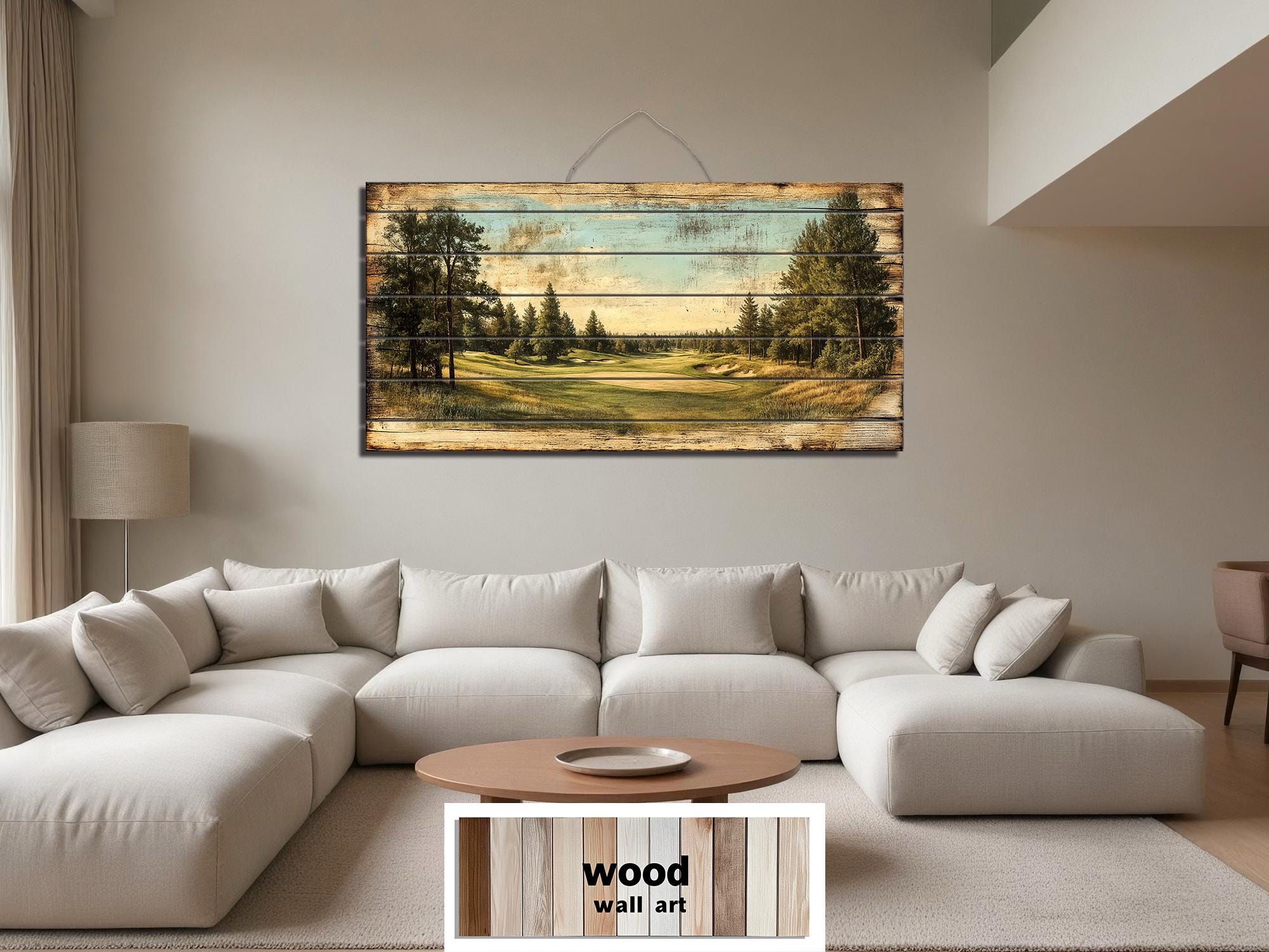 Golf Course Distressed Wood Wall Art For Man Cave Decor