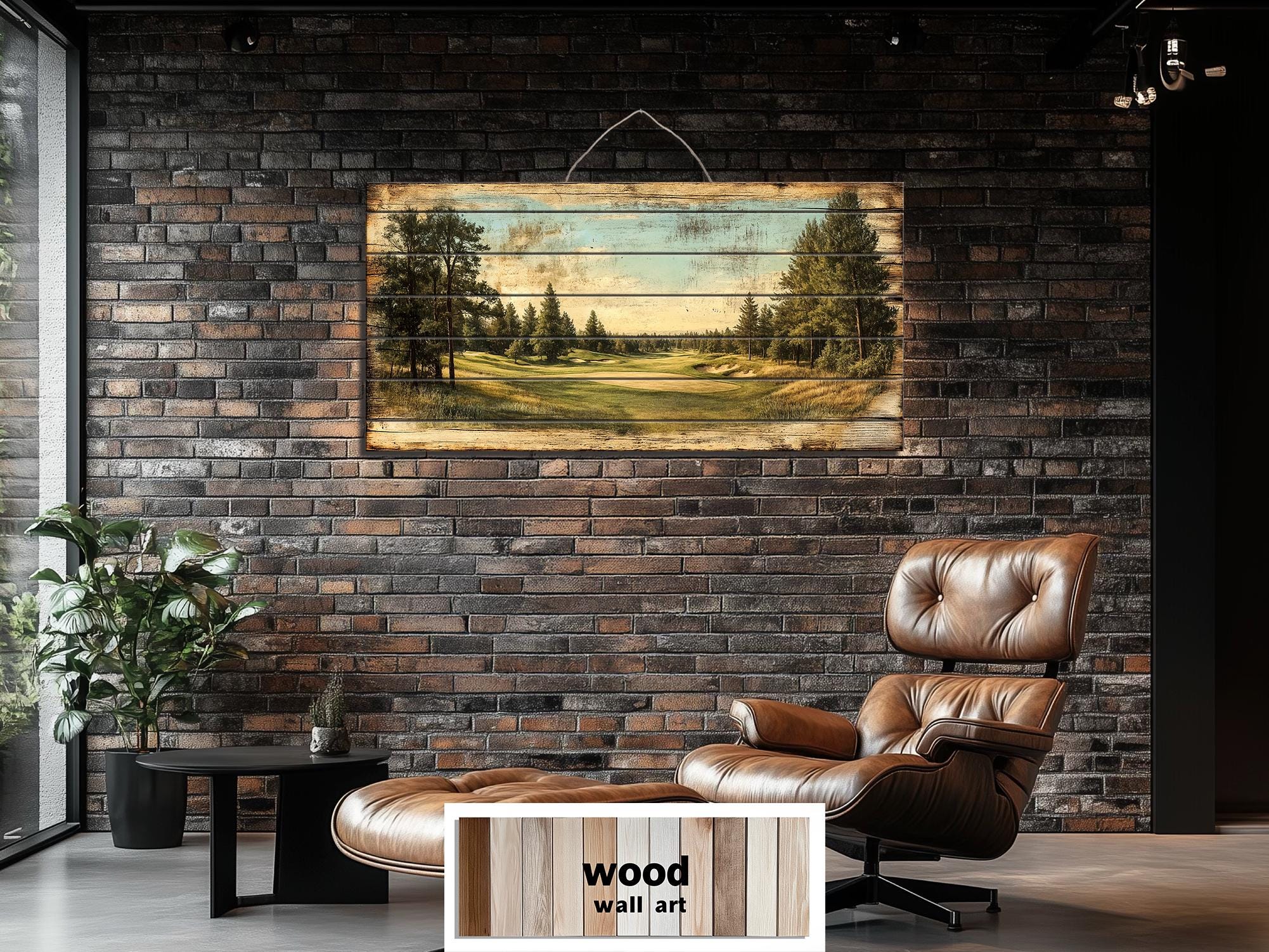 Golf Course Distressed Wood Wall Art For Man Cave Decor