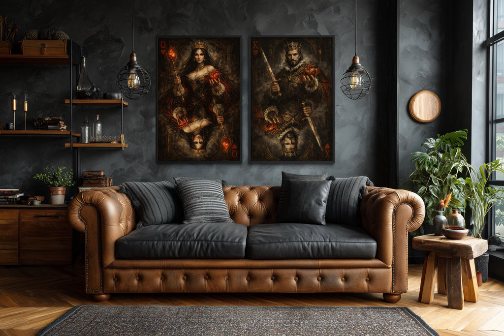 Gothic King And Queen Of Hearts Wall Art Set Of 2