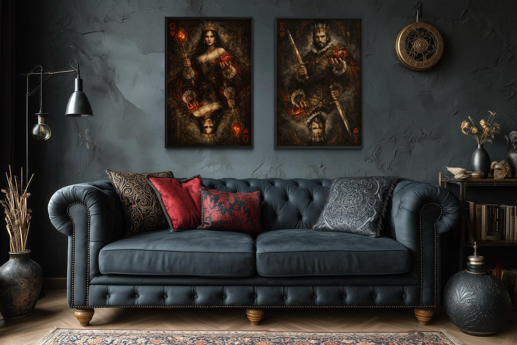 Gothic King And Queen Of Hearts Wall Art Set Of 2