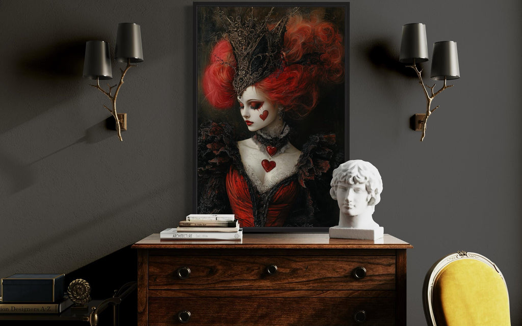 Gothic Queen of Hearts Framed Canvas Wall Art