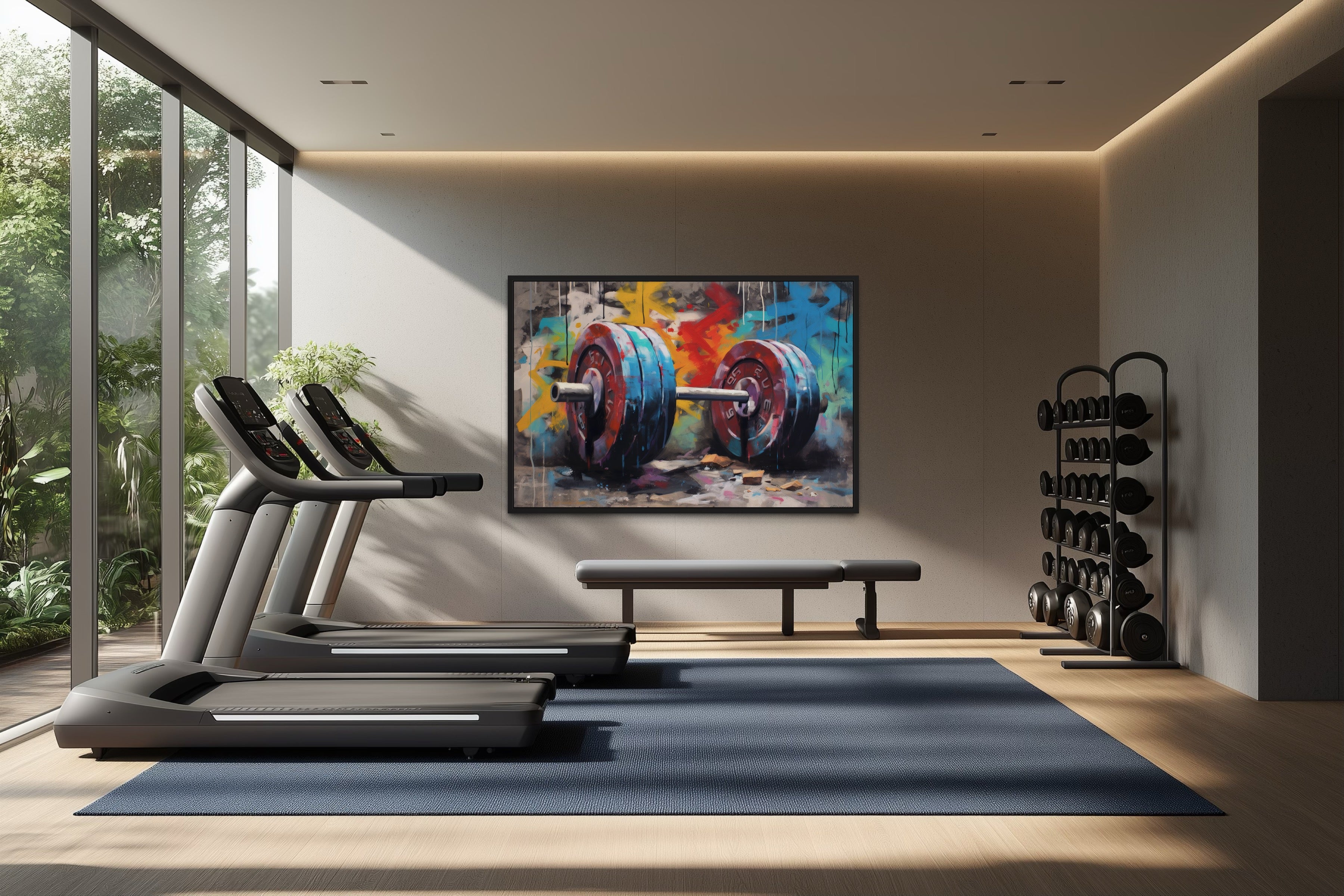 Graffiti Barbell Motivational Fitness Home Gym Wall Decor