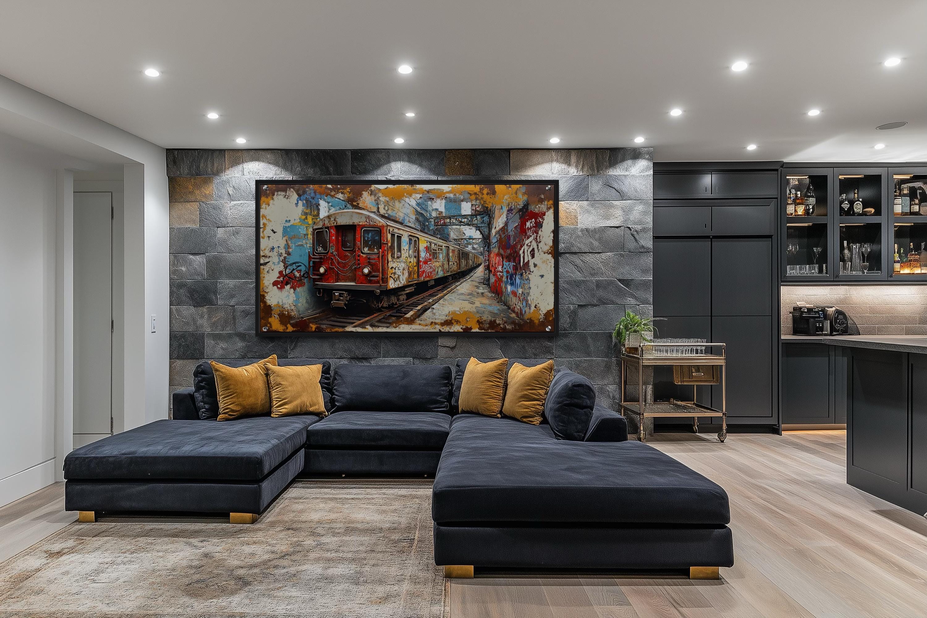 Graffiti Subway Train In  New York City Urban Canvas Wall Art