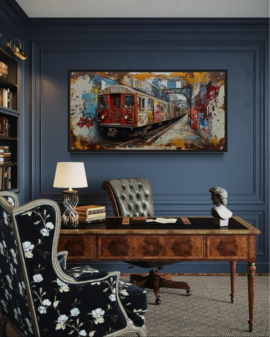 Graffiti Subway Train In  New York City Urban Canvas Wall Art