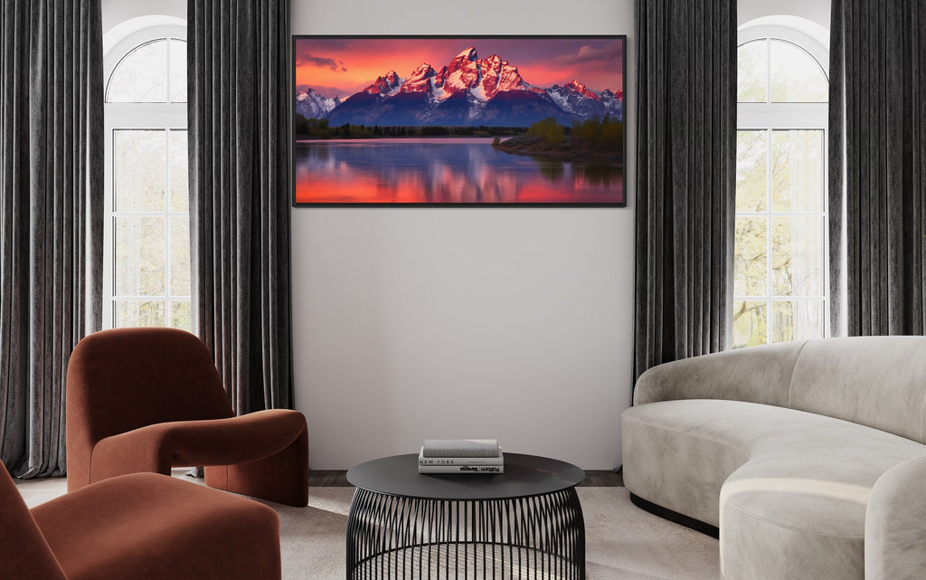 Grand Teton Wall Art – Framed Rocky Mountains Print | Rustic Mountain Landscape Decor