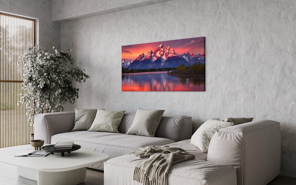 Grand Teton Wall Art – Framed Rocky Mountains Print | Rustic Mountain Landscape Decor