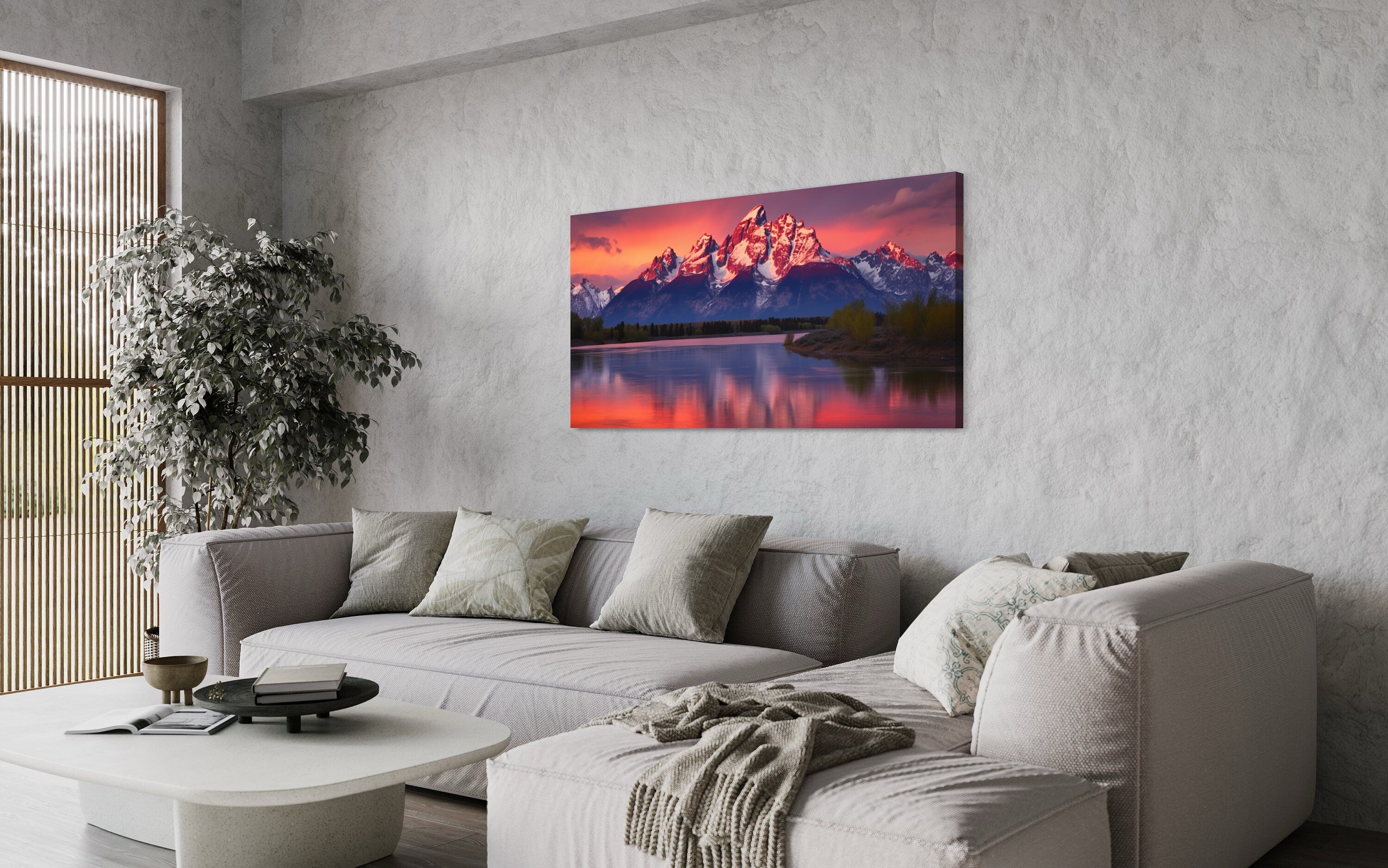 Grand Teton Wall Art – Framed Rocky Mountains Print | Rustic Mountain Landscape Decor
