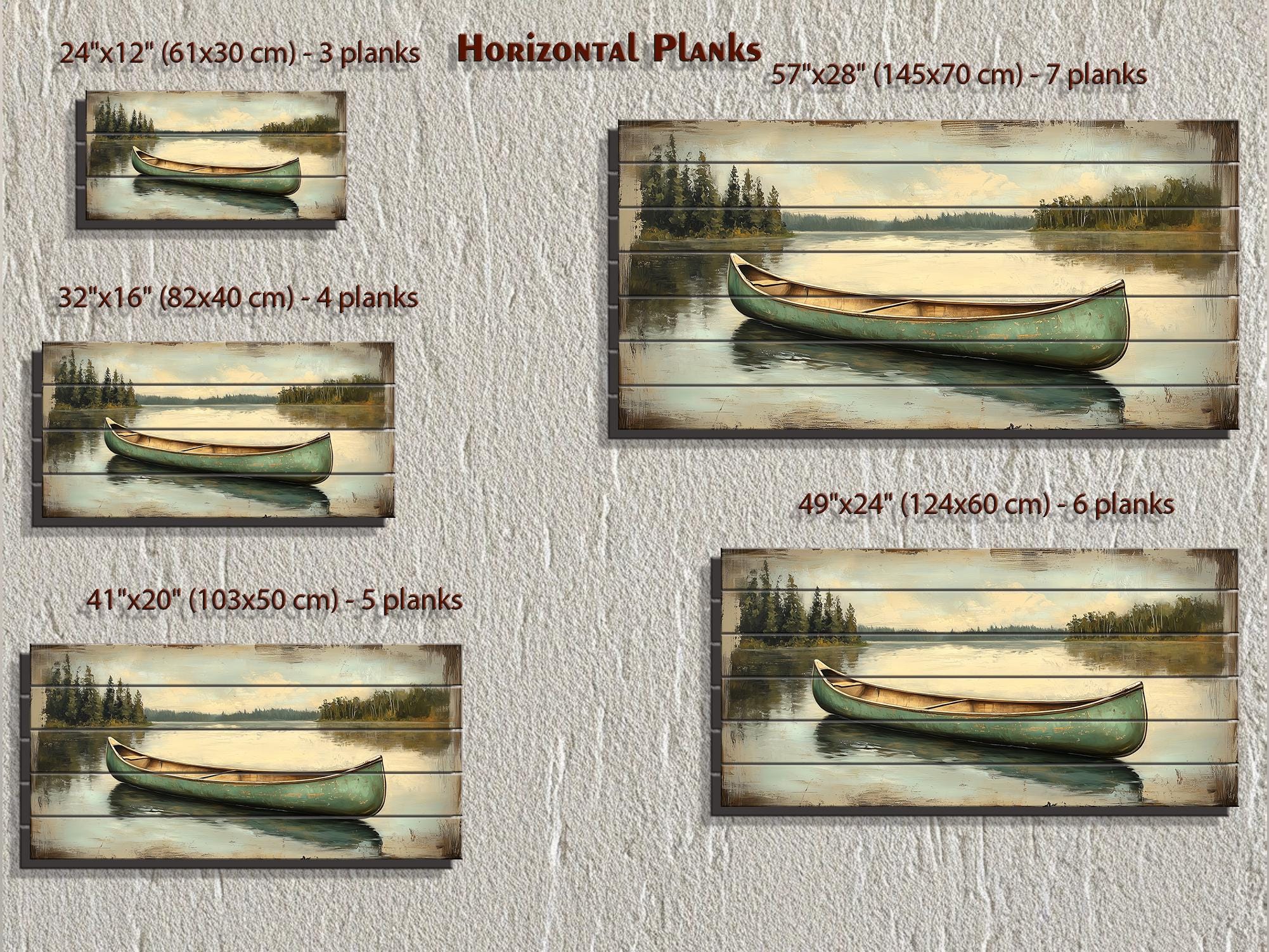 Green Canoe Real Wood Wall Art For Cabin Decor