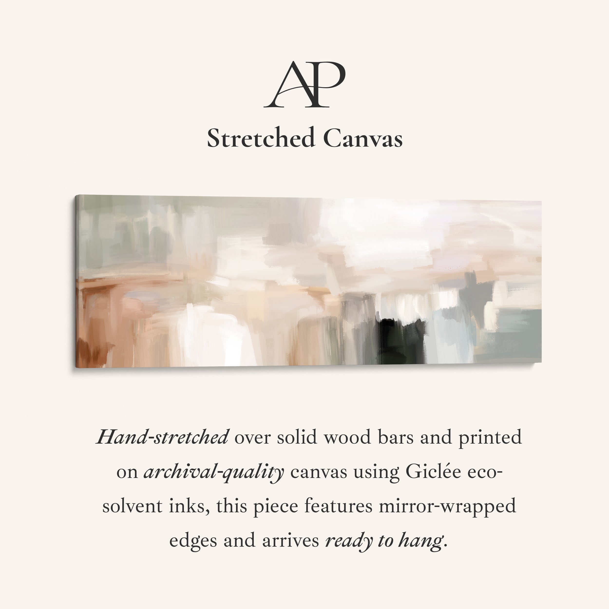 Minimalist Beige Abstract Horizontal Wide Wall Art