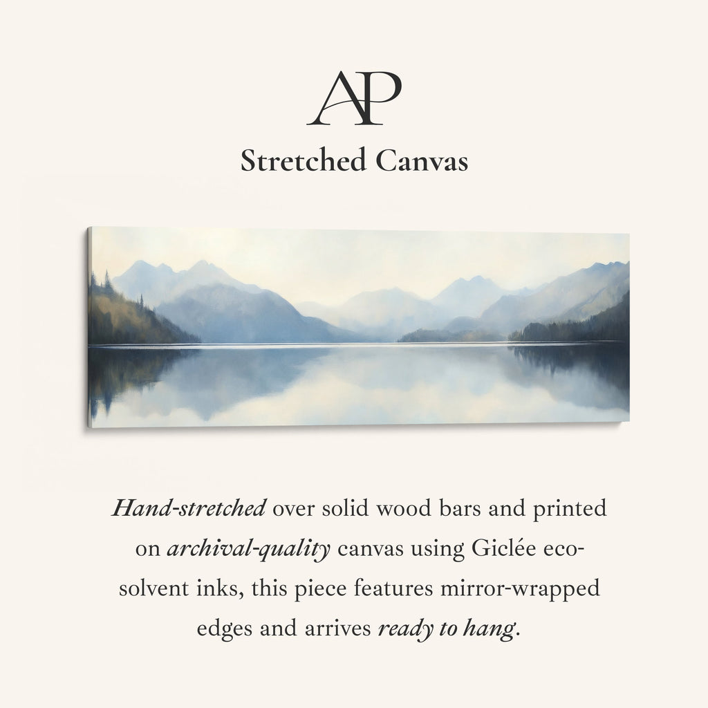 Horizontal Wall Art Misty Mountain Lake Long Canvas For Bedroom