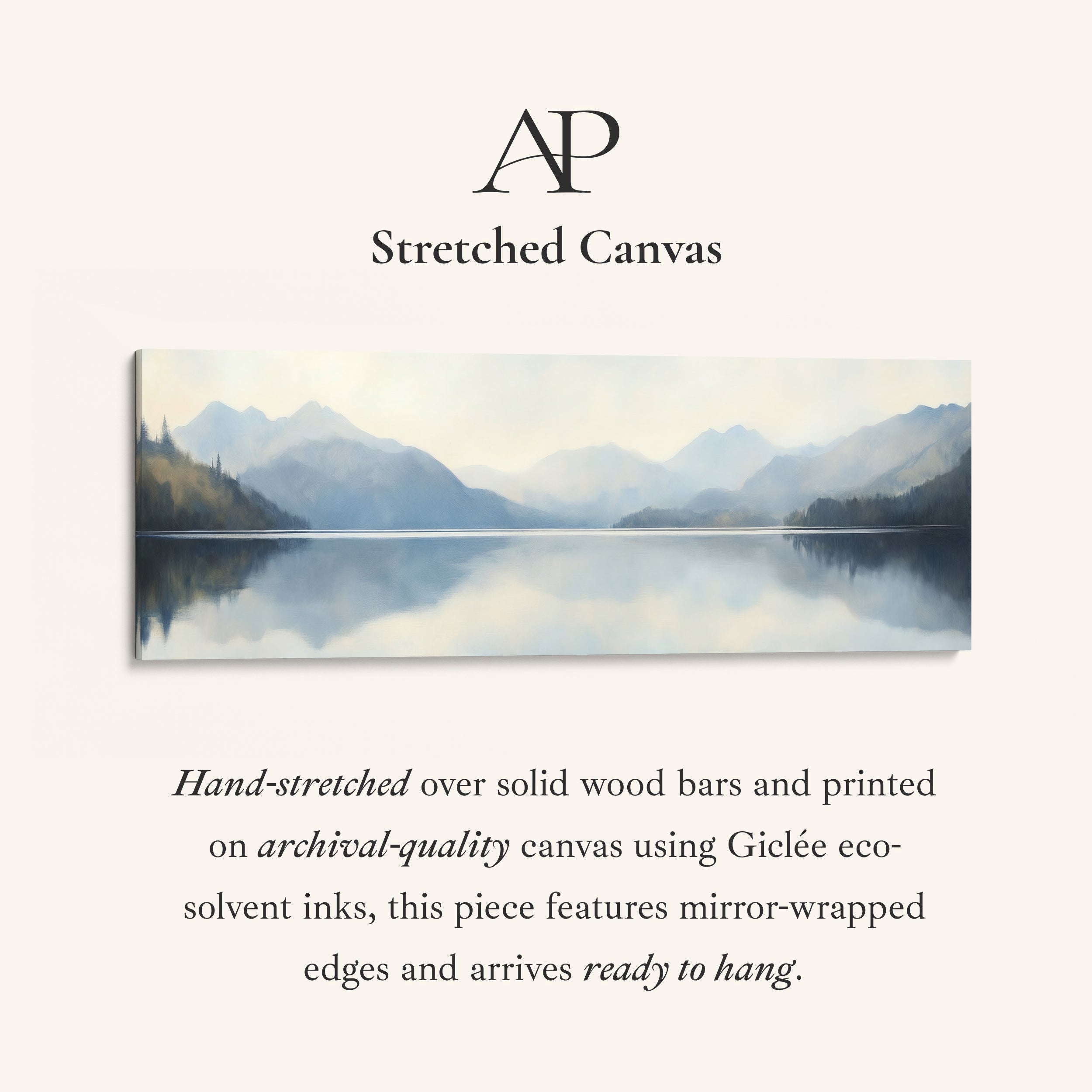 Horizontal Wall Art Misty Mountain Lake Long Canvas For Bedroom