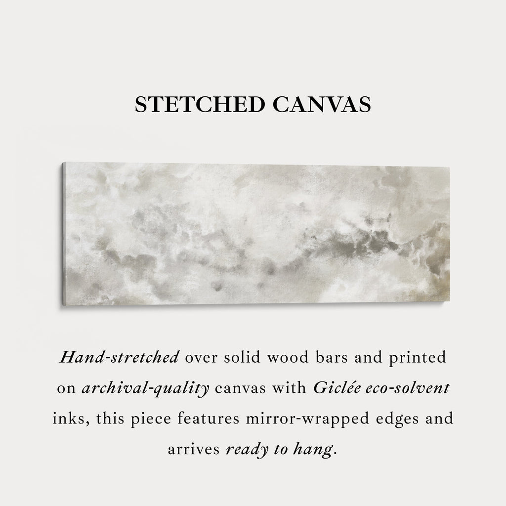 Abstract White & Grey Panoramic Long Narrow Wall Art