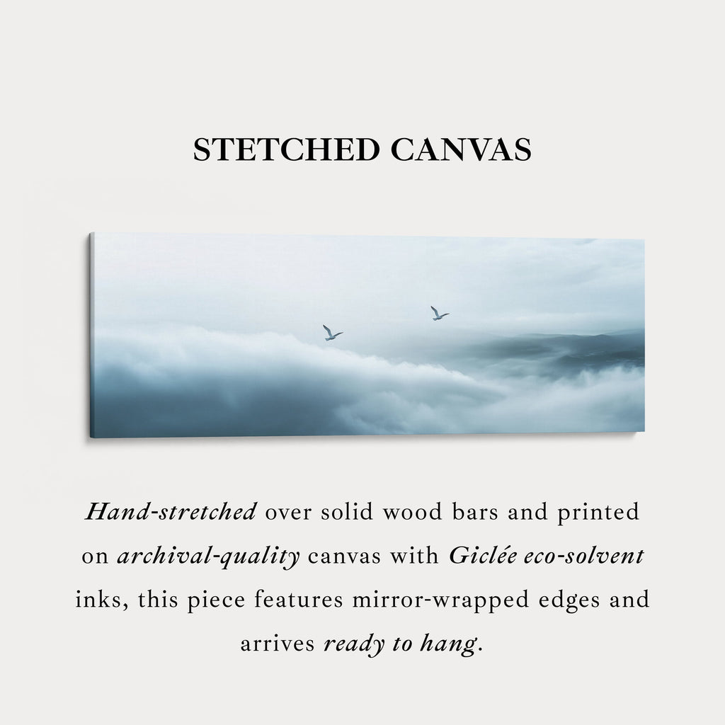 Panoramic Minimalist Cloud Long Narrow Wall Art Large Framed Canvas
