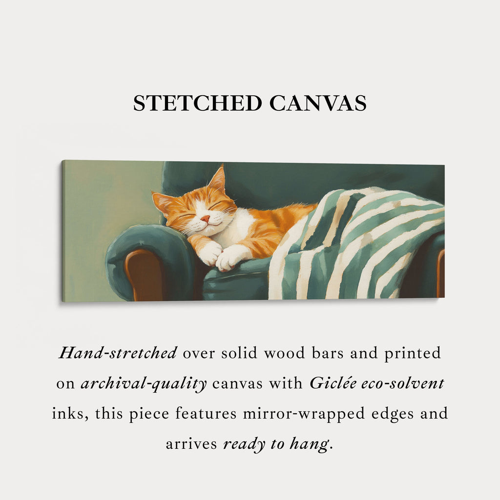 Cozy Cat Panoramic Long Narrow Wall Art Large Canvas Decor