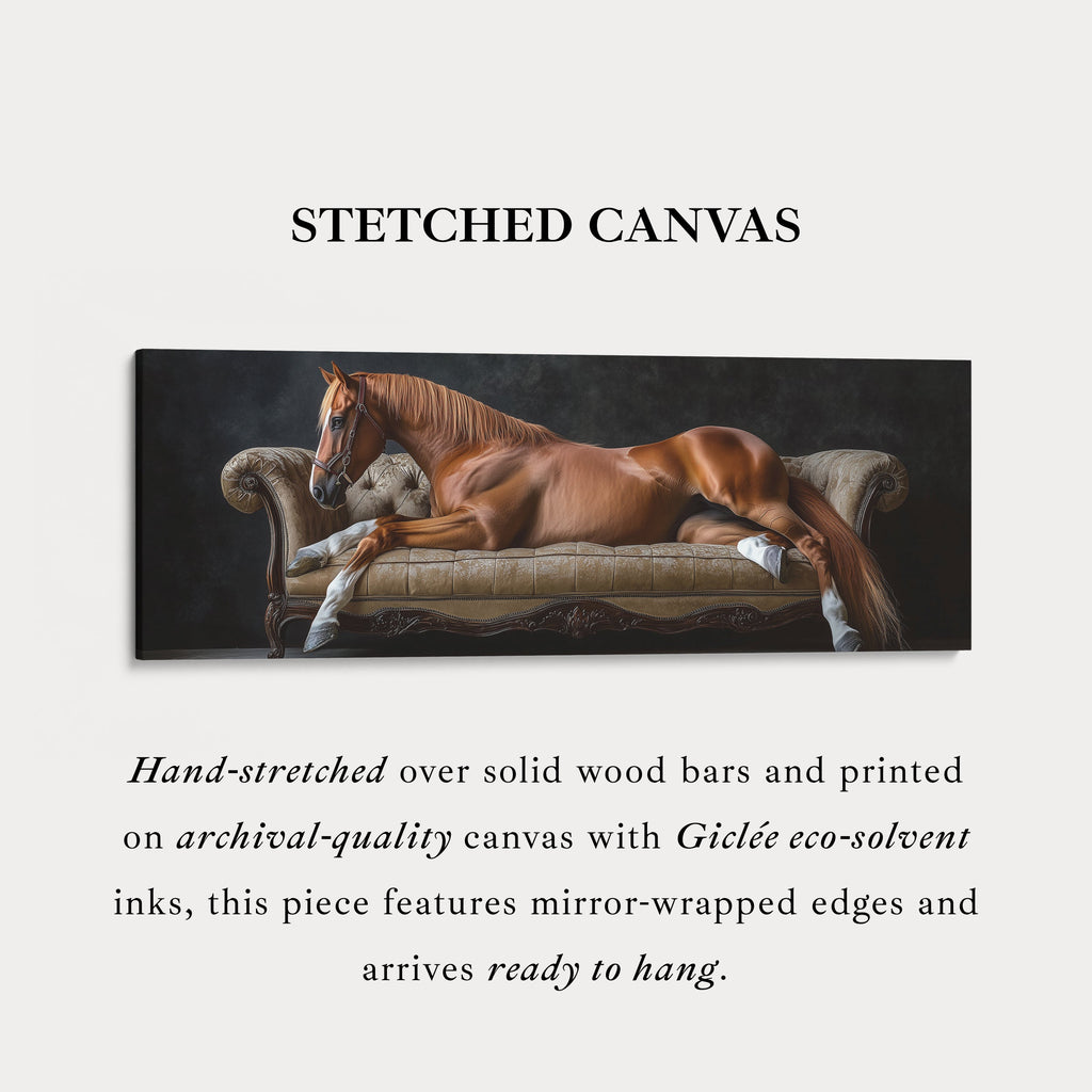 Large Horizontal Framed Canvas Wall Art Elegant Horse