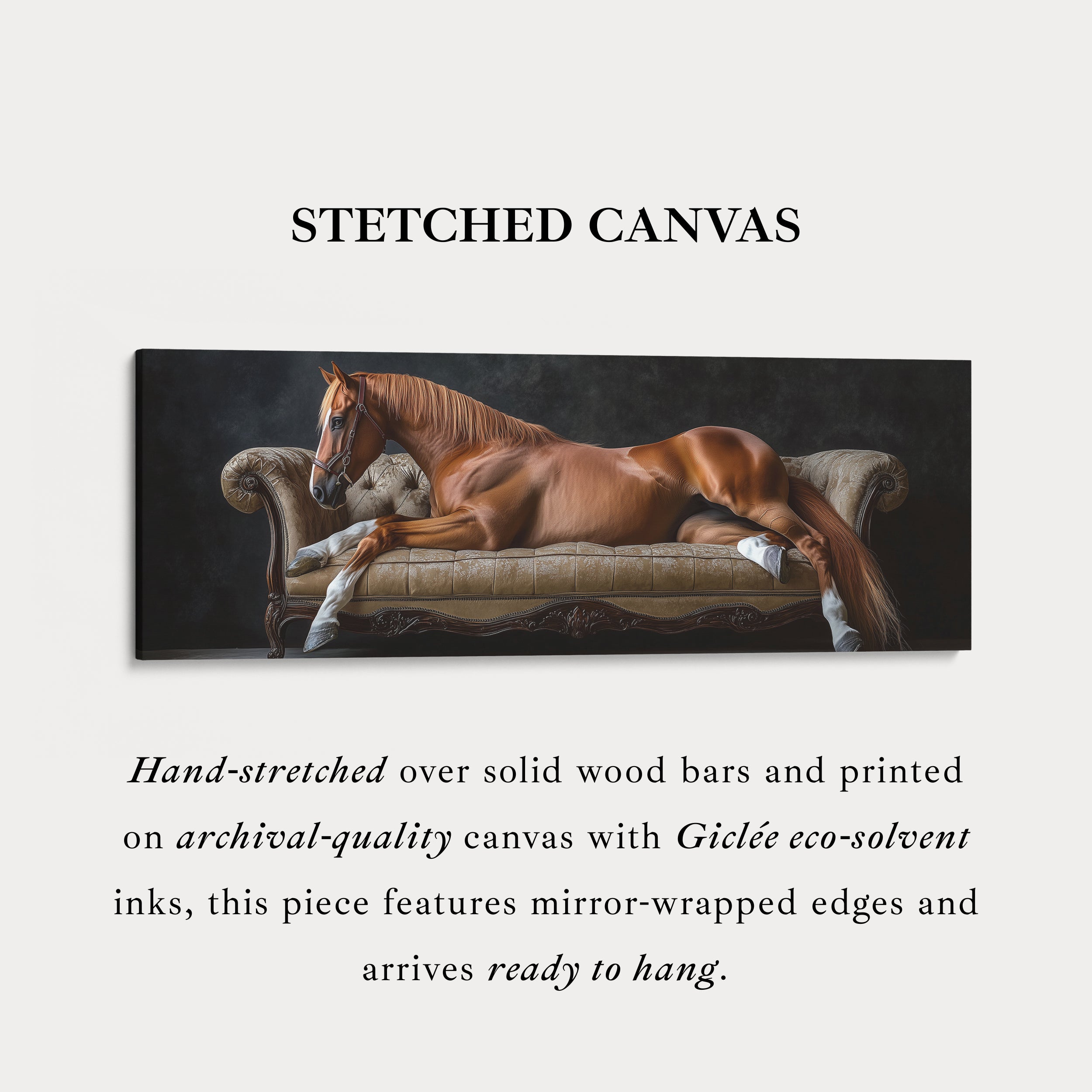 Large Horizontal Framed Canvas Wall Art Elegant Horse