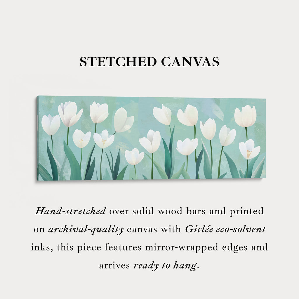 Minimalist Tulips Framed Canvas Horizontal Narrow Wall Art Decor