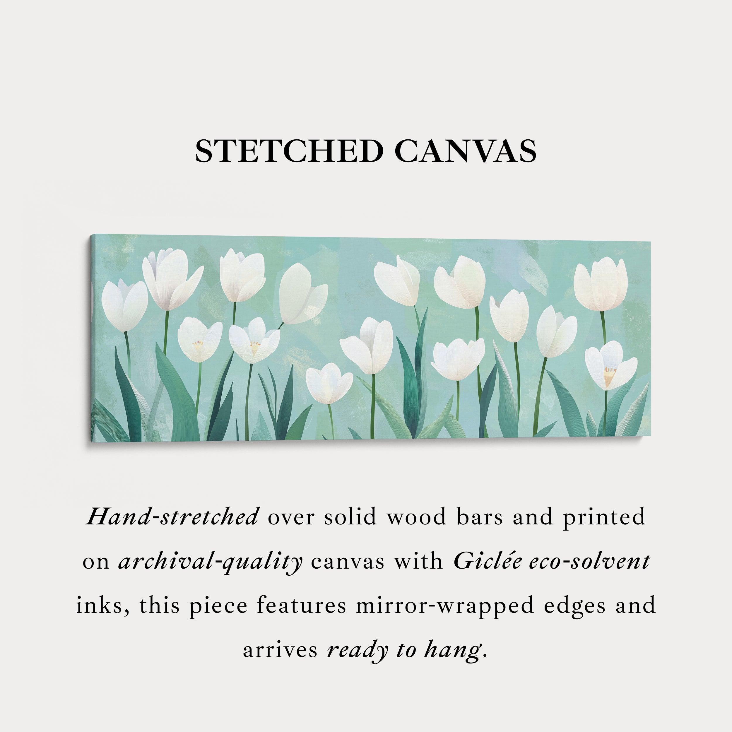Minimalist Tulips Framed Canvas Horizontal Narrow Wall Art Decor