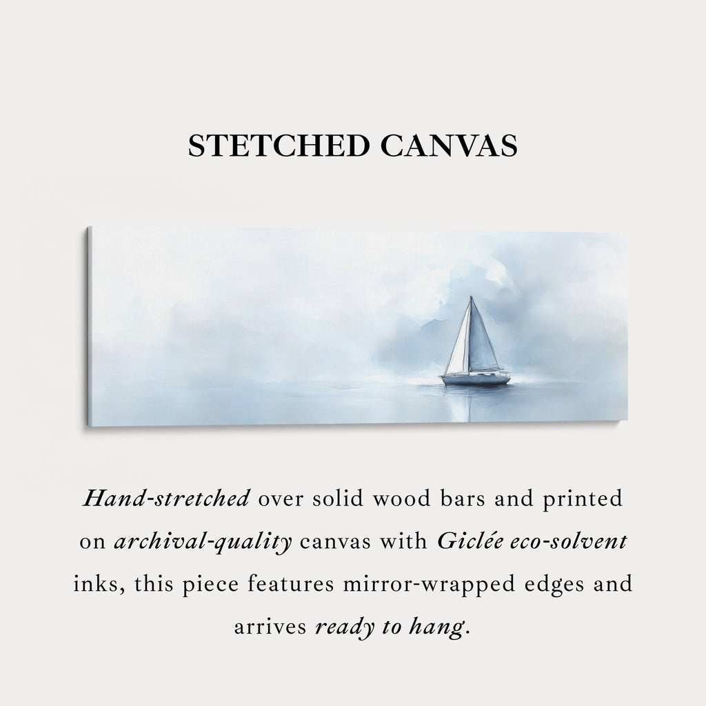 Sailboat Watercolour Large Framed Long Canvas Horizontal Wall Art