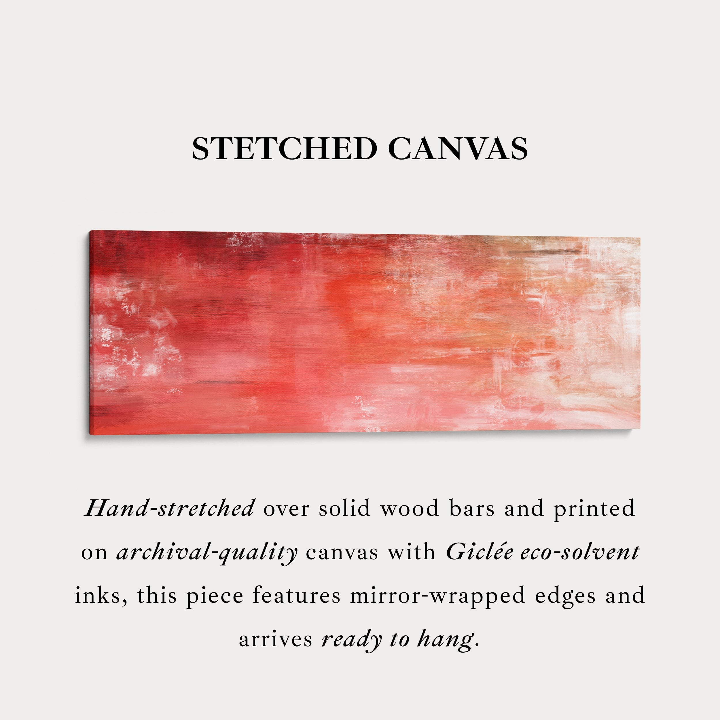 Abstract Red Long Horizontal Wall Art, Panoramic Wall Art Wide Wall Art