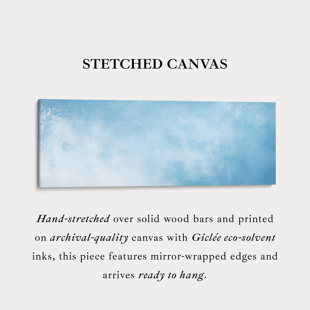 Minimalist Light Blue Long Horizontal Wall Art Panoramic Wall Decor