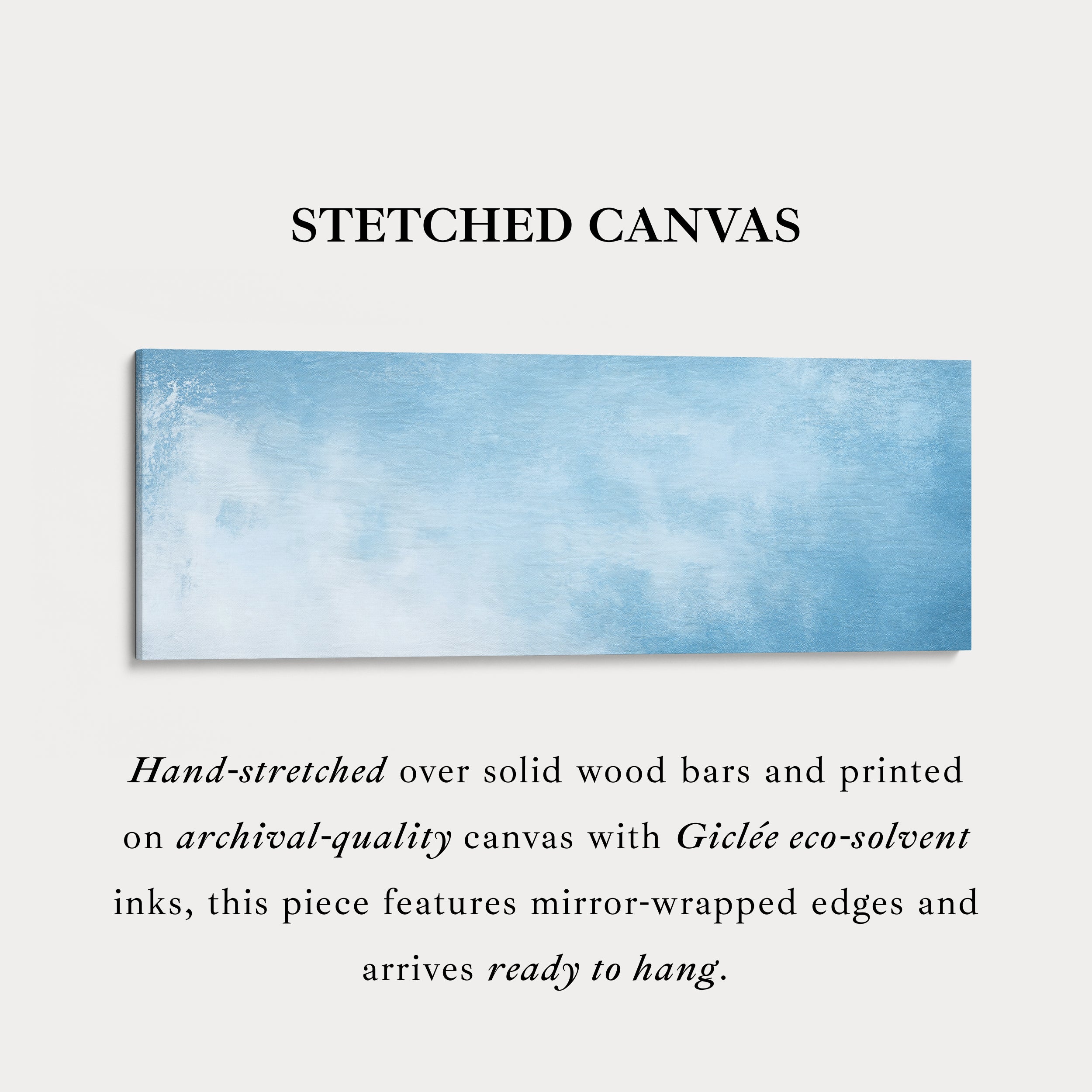 Minimalist Light Blue Long Horizontal Wall Art Panoramic Wall Decor