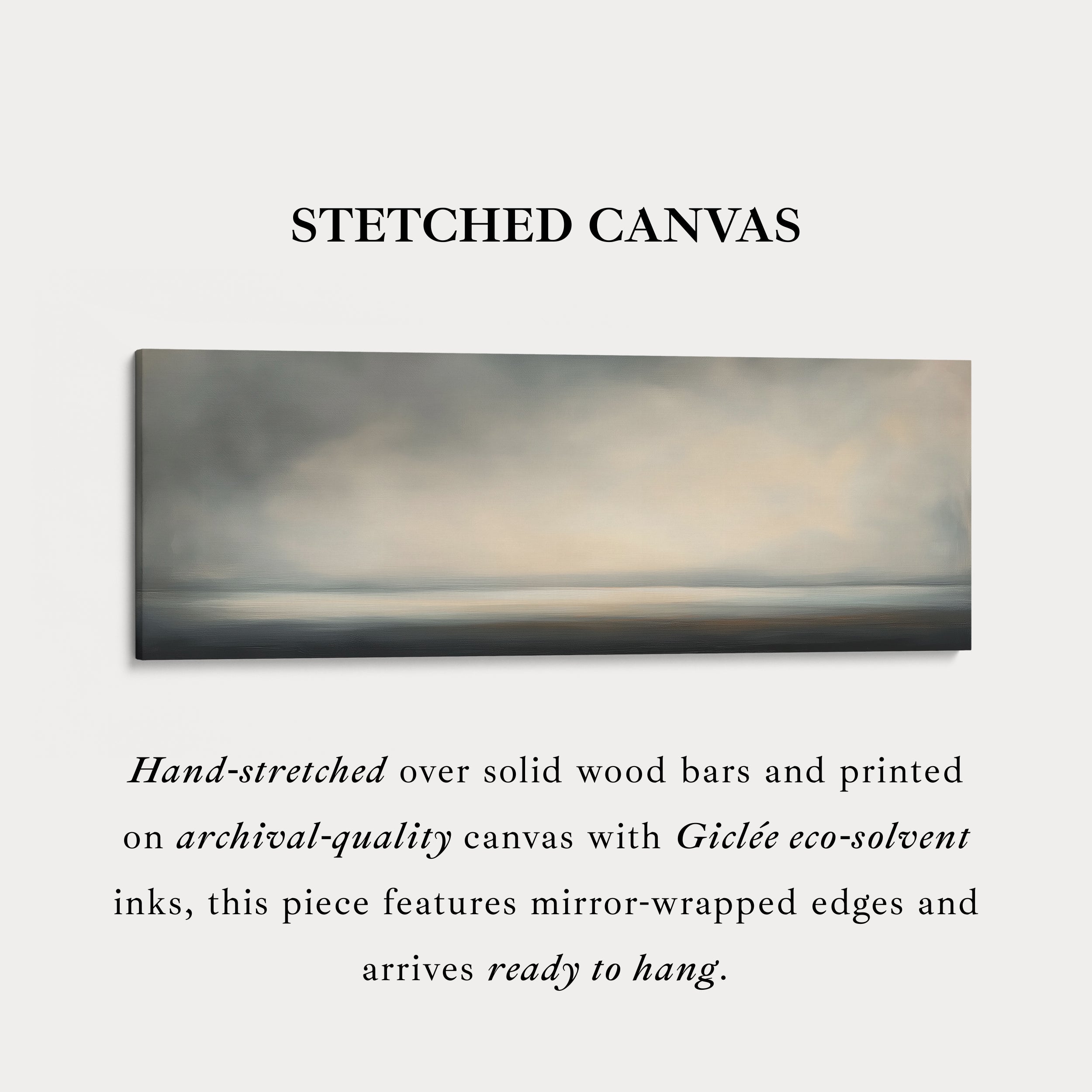 Gray & Beige Abstract Sunset Long Skinny Above Bed Wall Decor