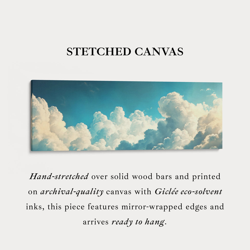 Above Bed Cloud Wall Decor Panoramic Narrow Canvas