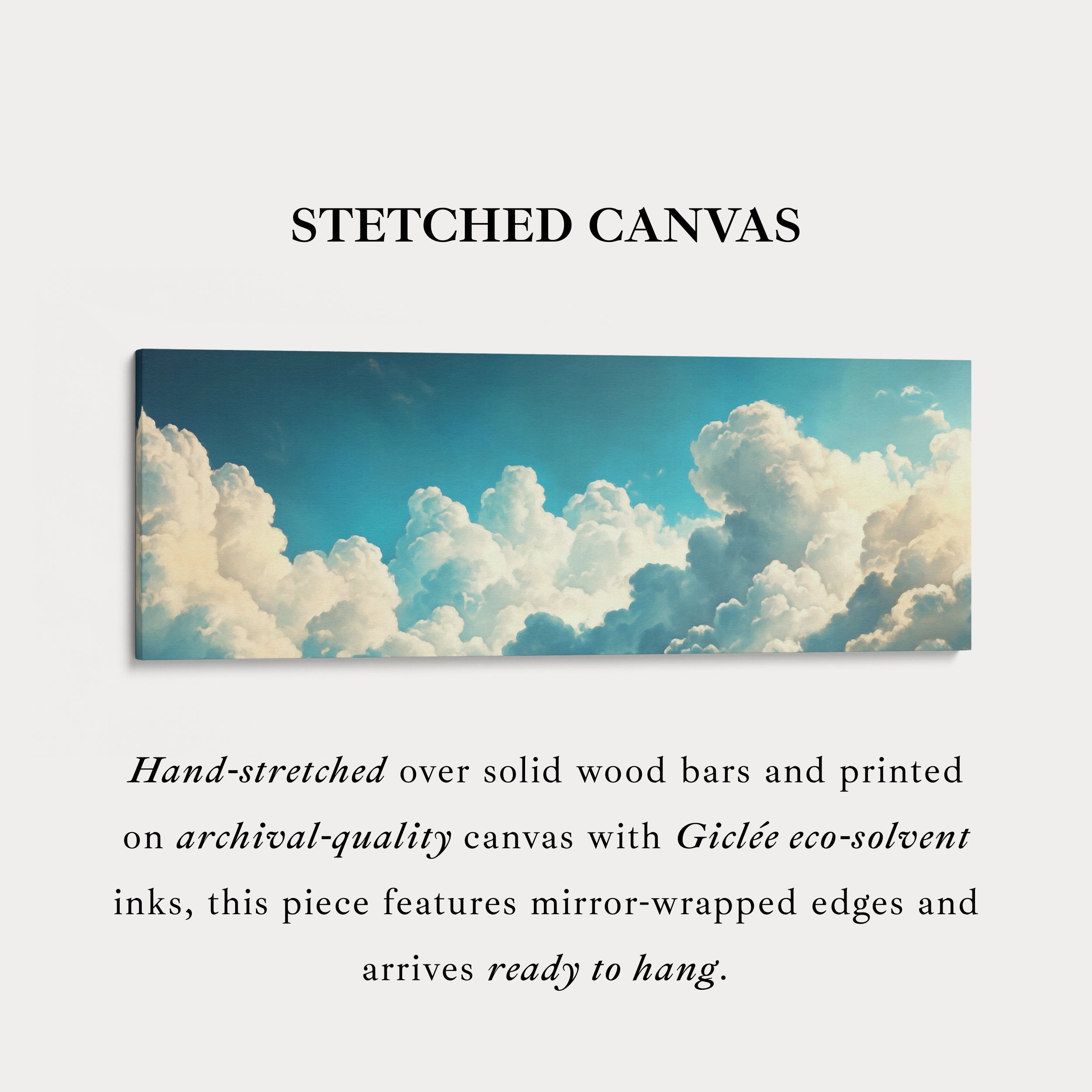 Above Bed Cloud Wall Decor Panoramic Narrow Canvas