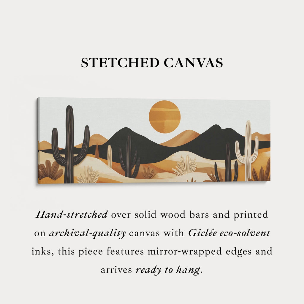 Cacti Mountains Wall Decor Panoramic Narrow Canvas