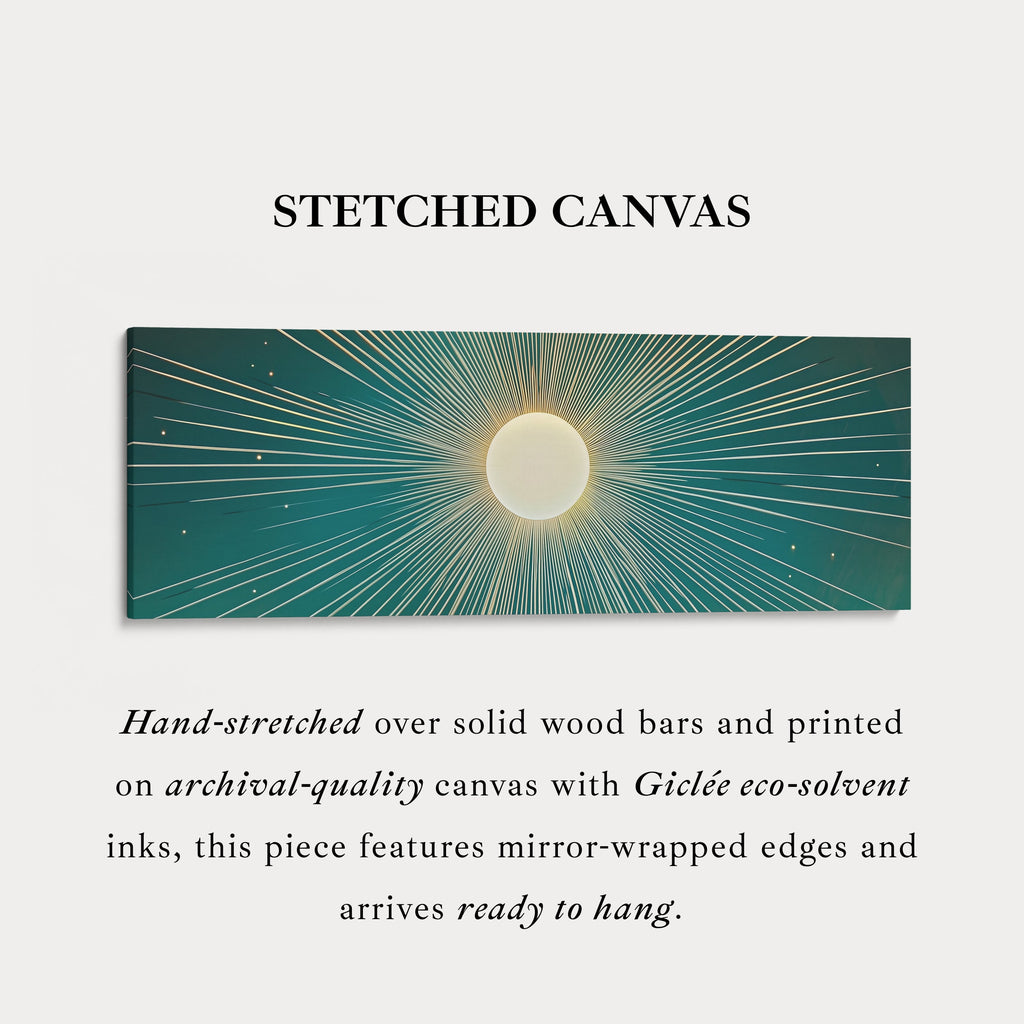 Boho Retro Sun Long Framed Canvas Wall Art