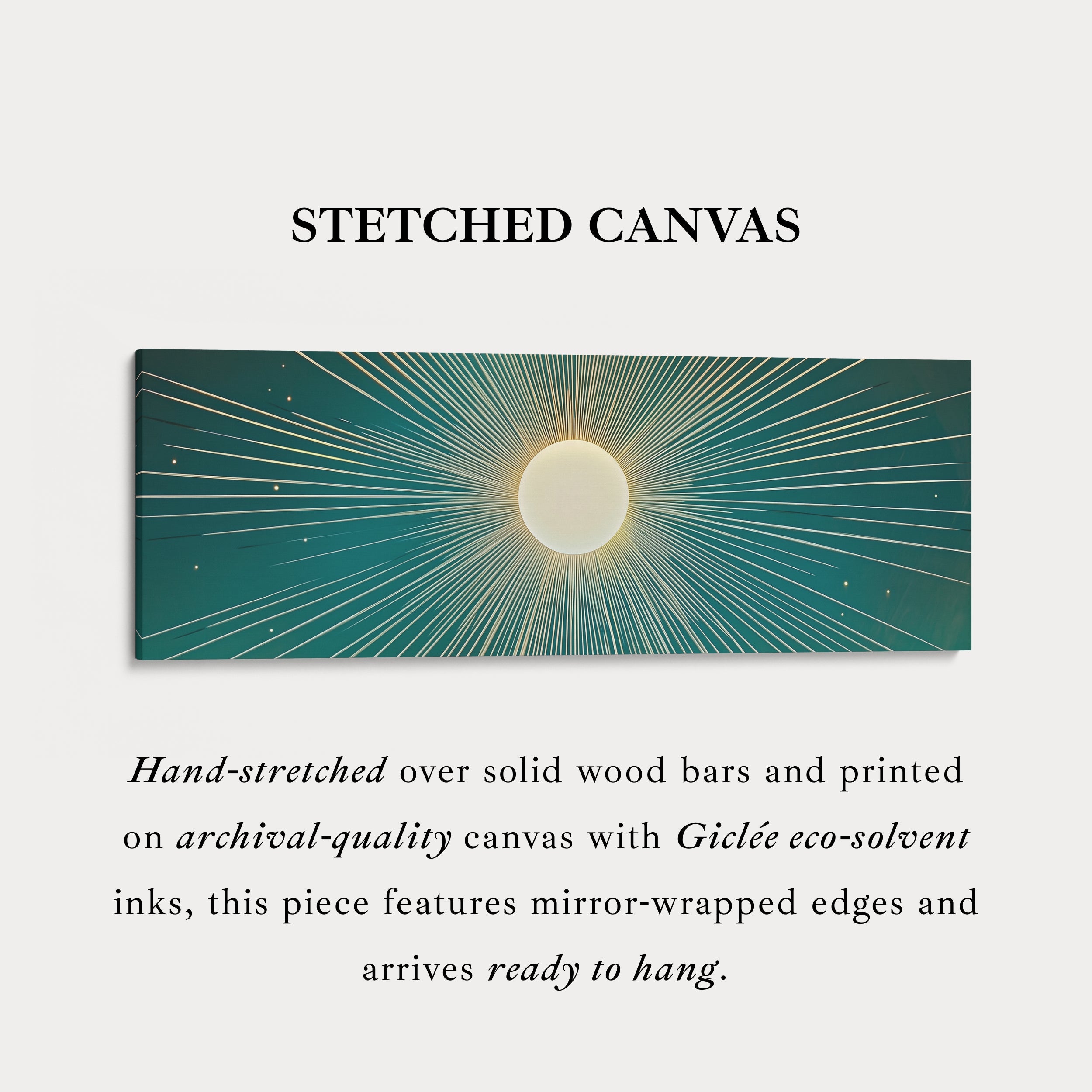 Boho Retro Sun Long Framed Canvas Wall Art