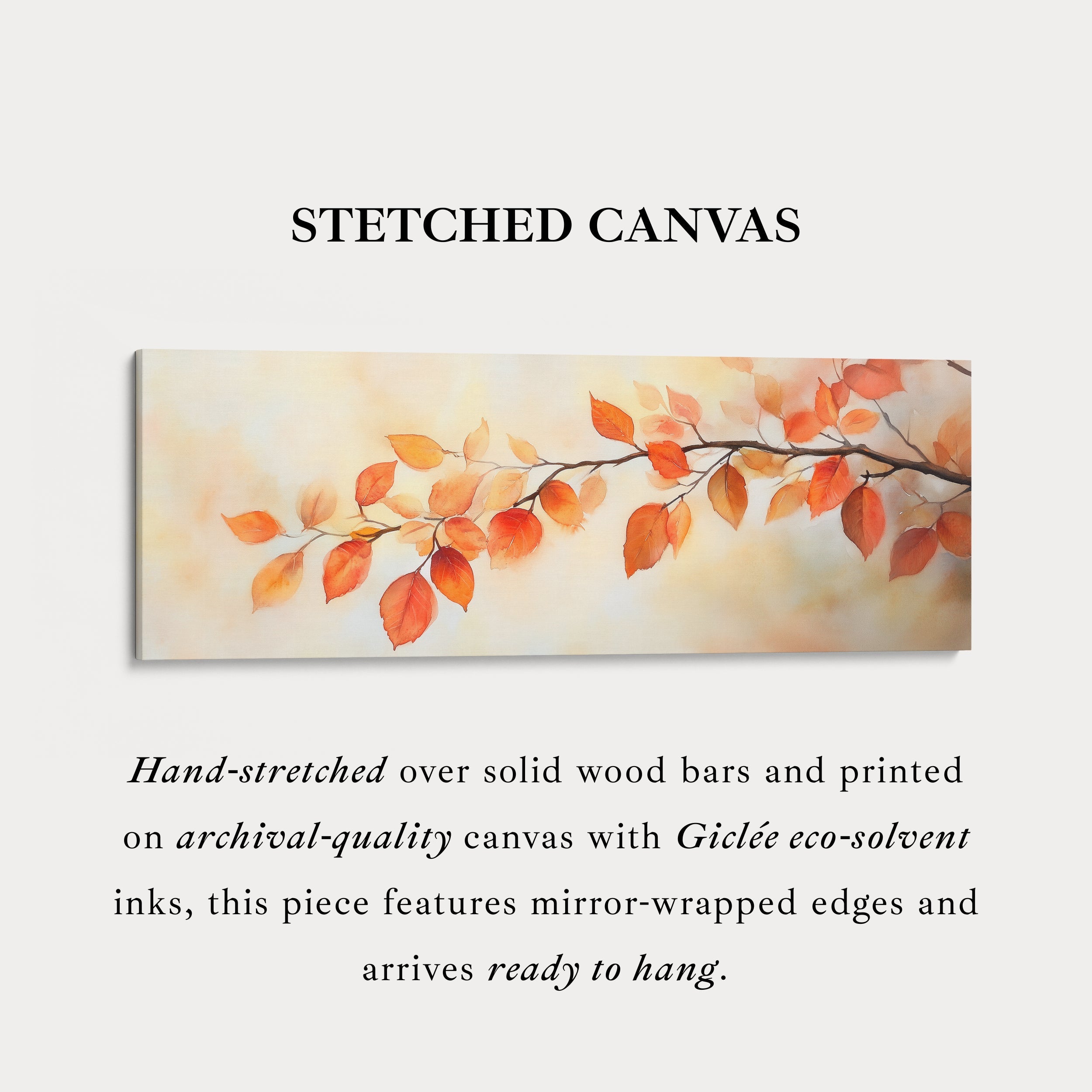 Autumn Leaves Long Framed Horizontal Canvas Wall Art