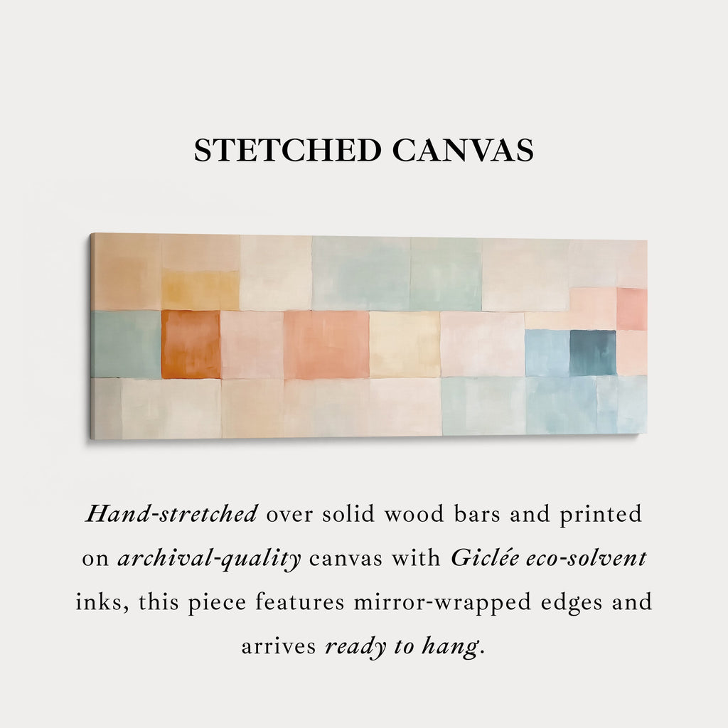 Abstract Pastel Long Framed Horizontal Canvas Wall Art