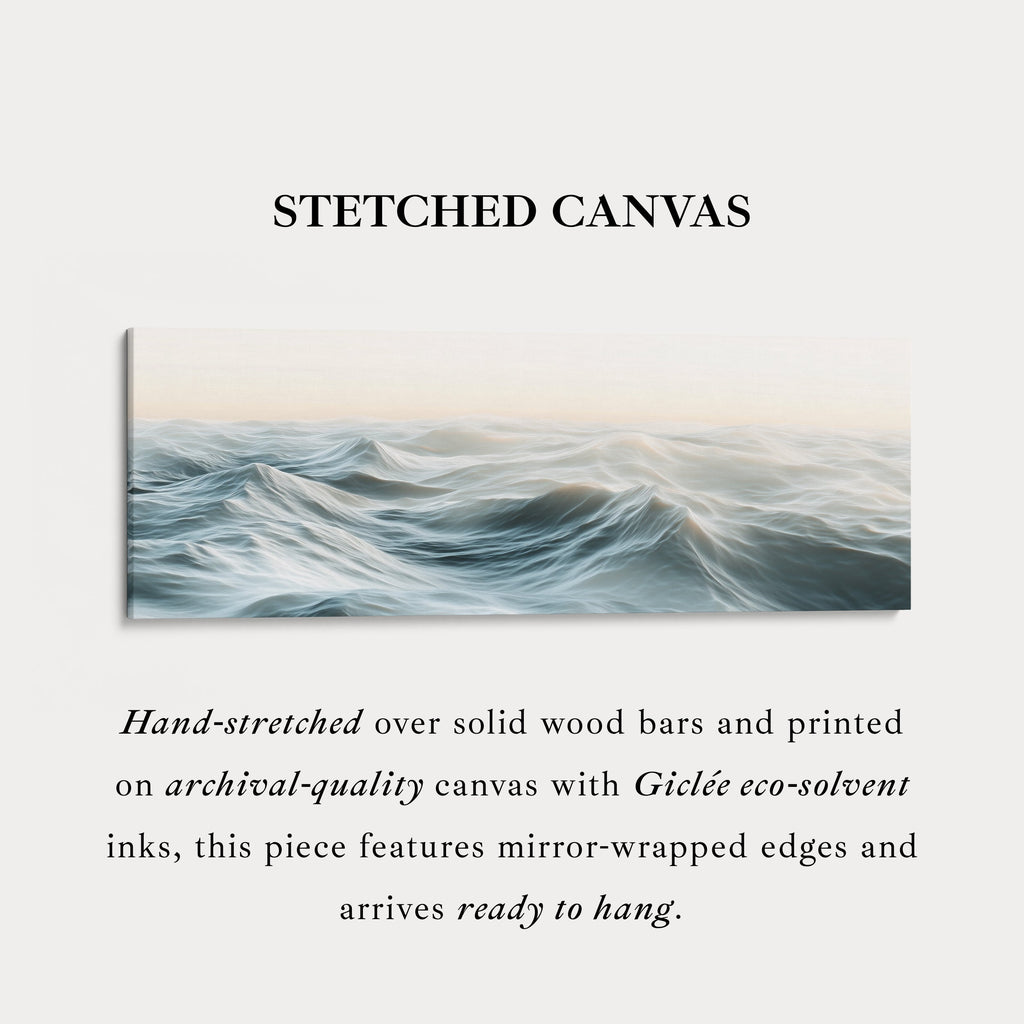Ocean Waves Long Narrow Horizontal Wall Art Framed Canvas