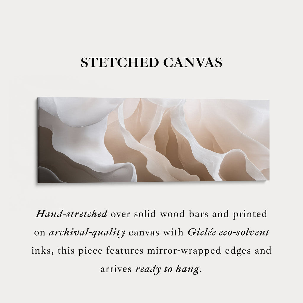Beige & White Abstract Above Bed Long Narrow Horizontal Wall Art