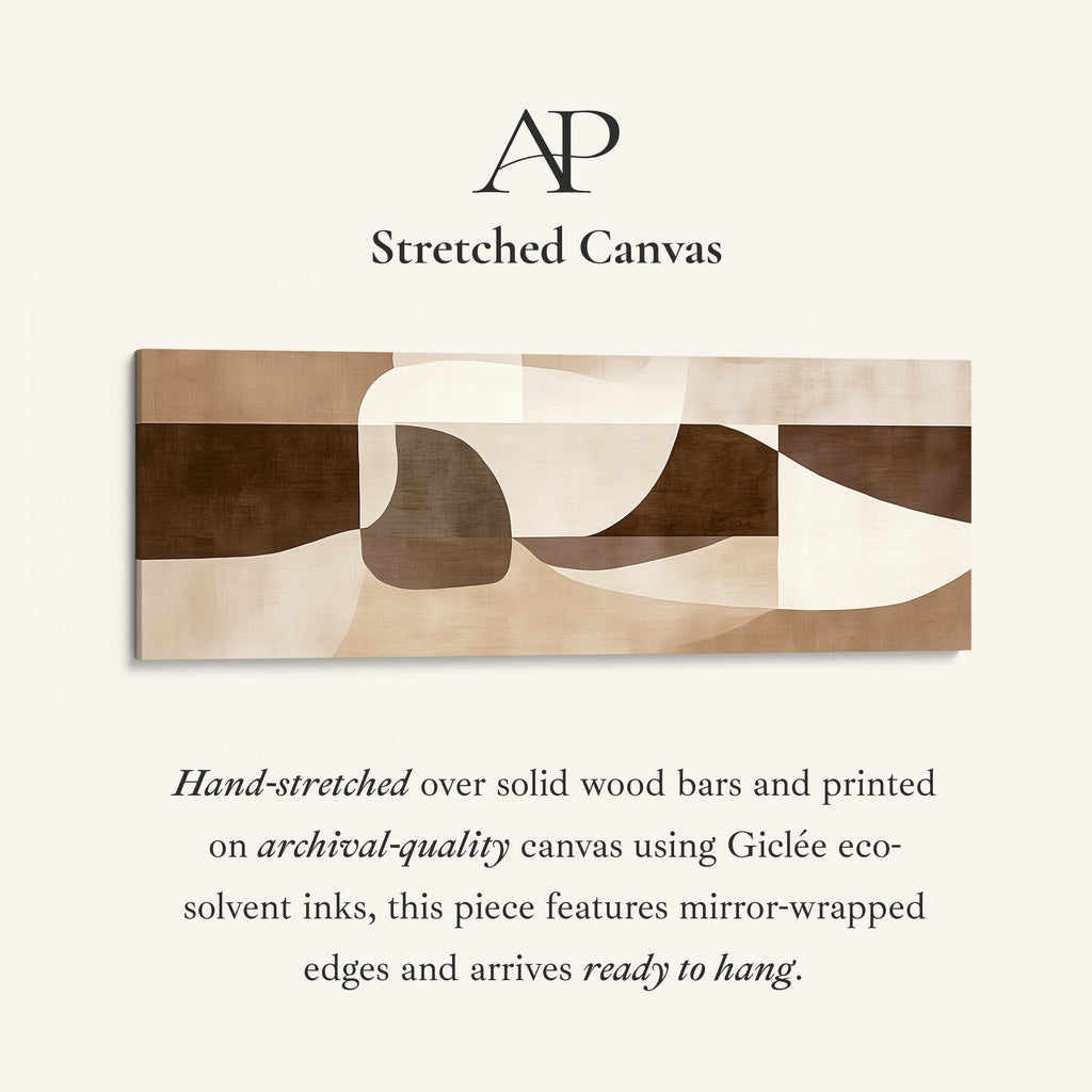 Long Framed Canvas Geometric Neutral Forms Wide Canvas For Hallway