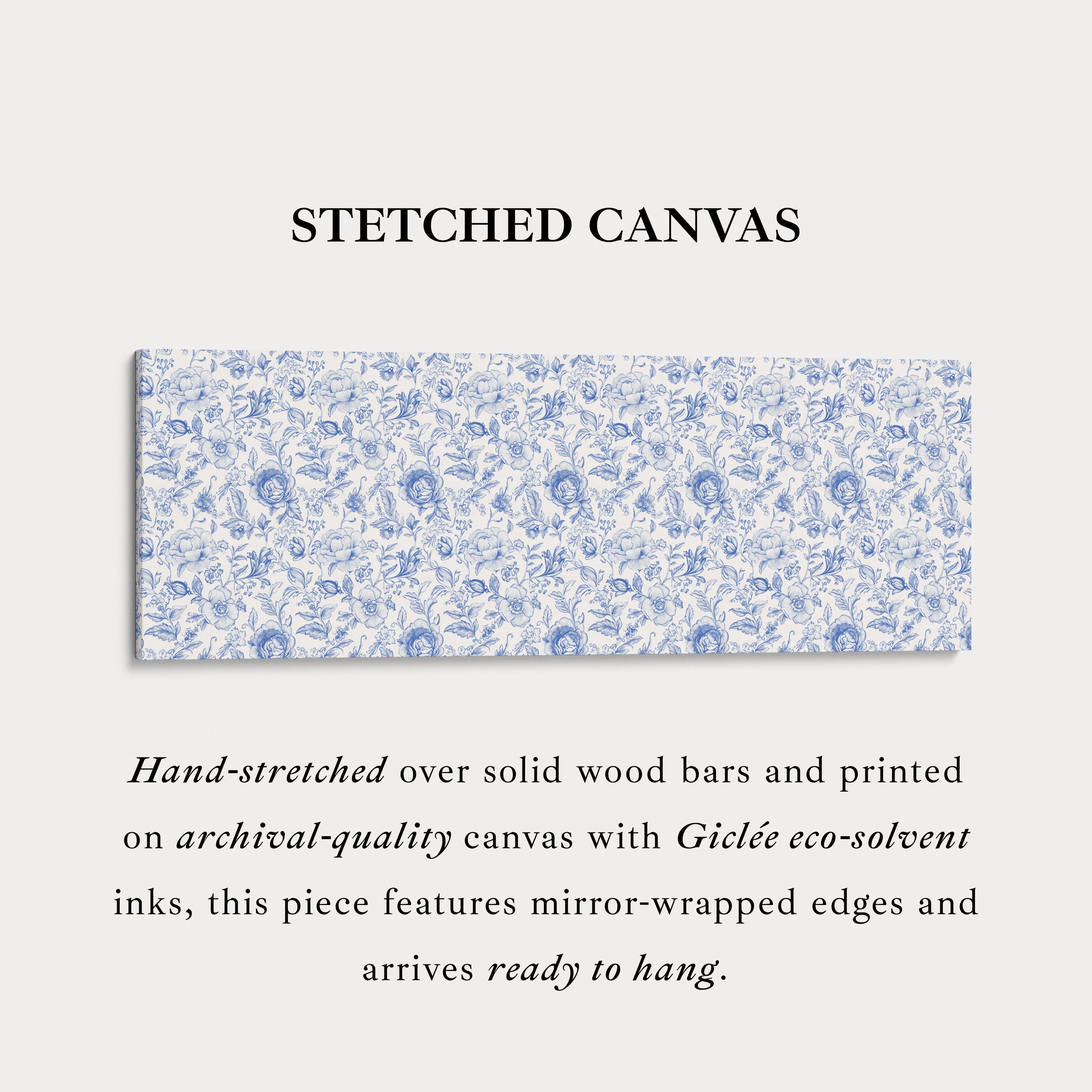 Blue Floral Panoramic Above Bed Wall Art