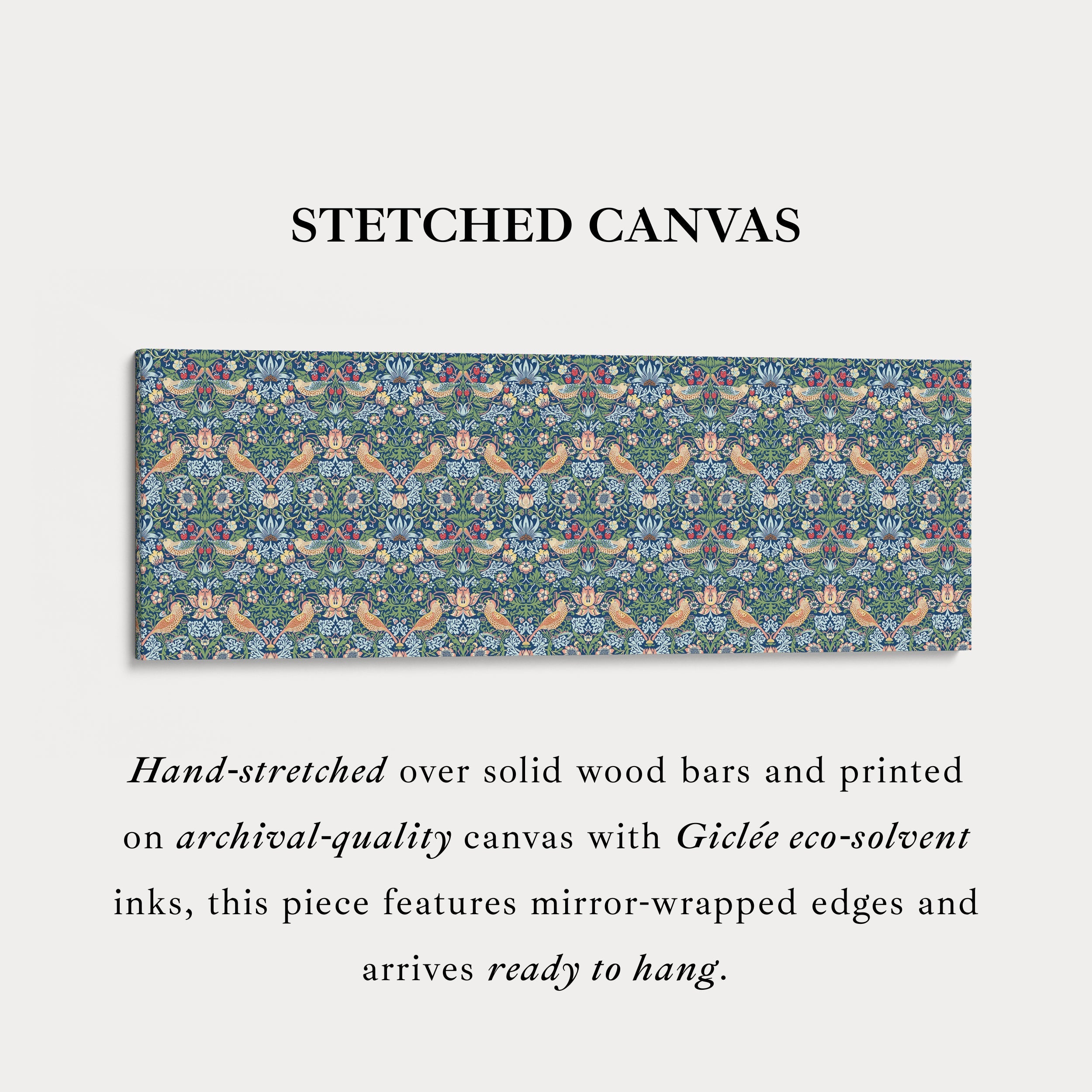 William Morris Strawberry Thief Blue Narrow Long Wall Art